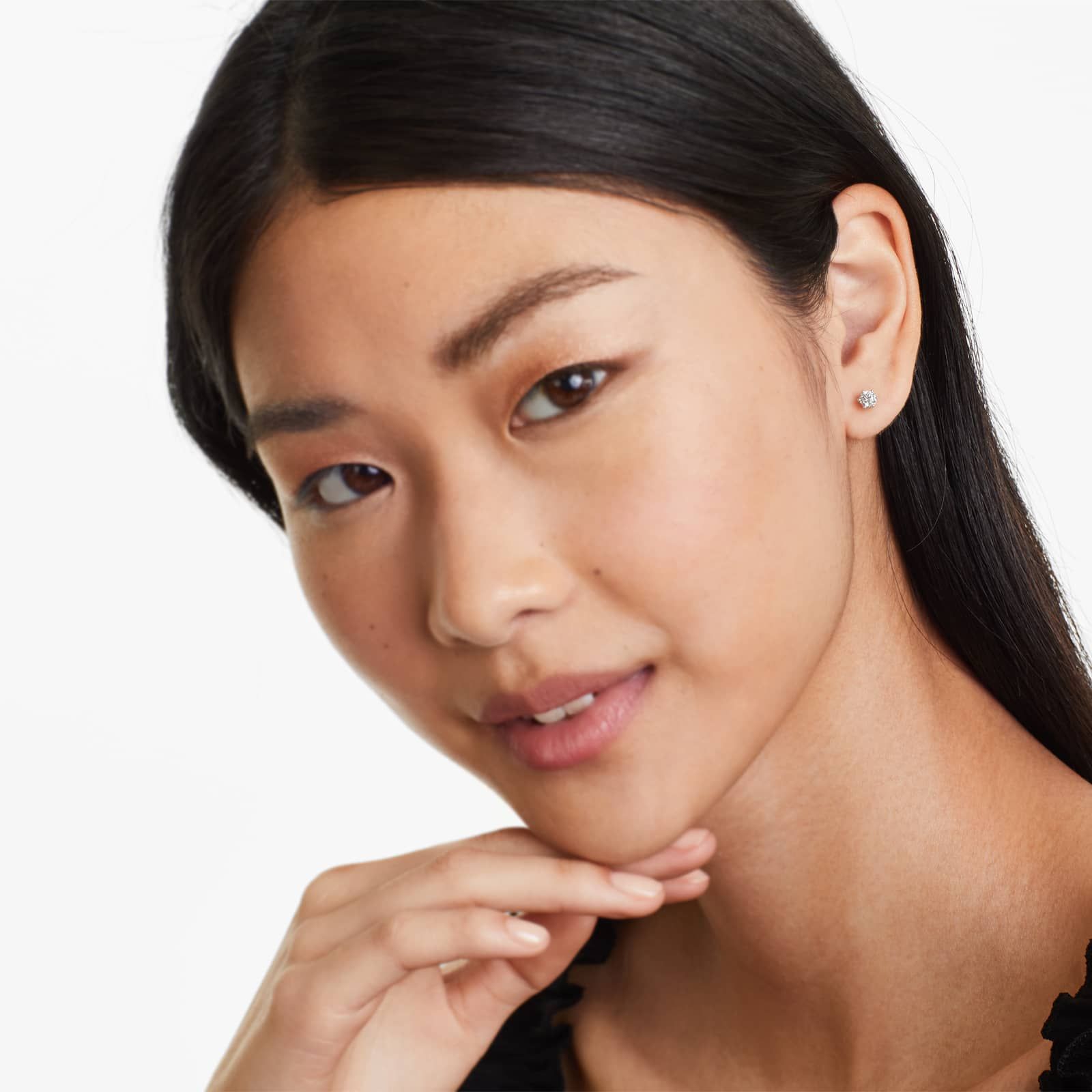 Round Lab Created Diamond Six Prong Wire Basket Stud Earring, EF Color, VS Clarity, IGI Certified