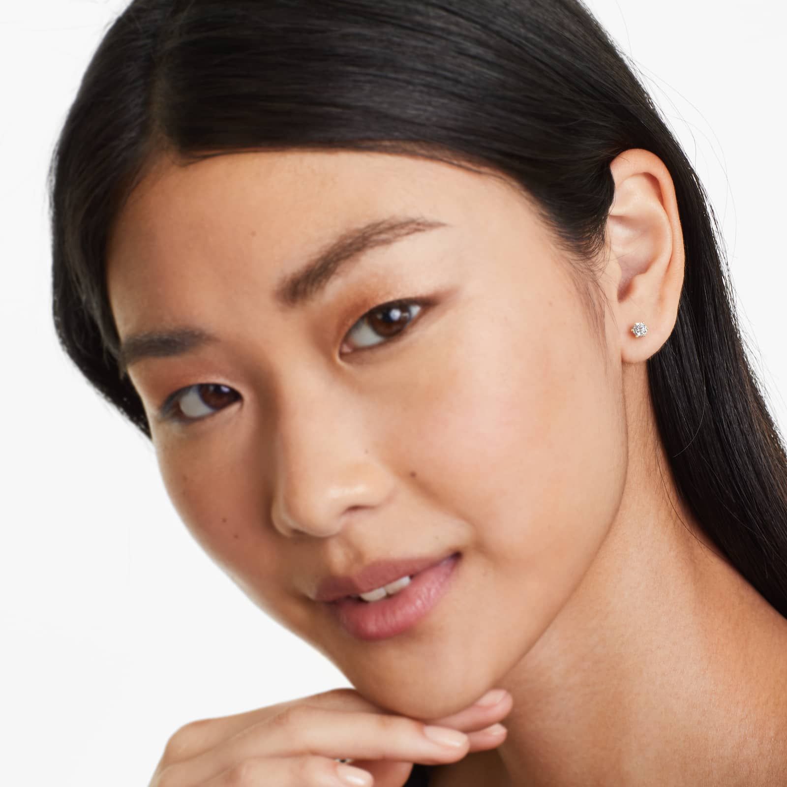 Round Lab Created Diamond Six Prong Wire Basket Stud Earring, EF Color, VS Clarity, IGI Certified