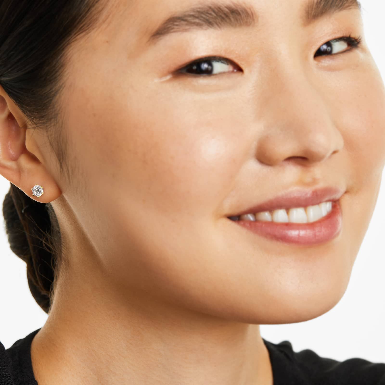 Round Lab Created Diamond Six Prong Wire Basket Stud Earring, EF Color, VS Clarity, IGI Certified