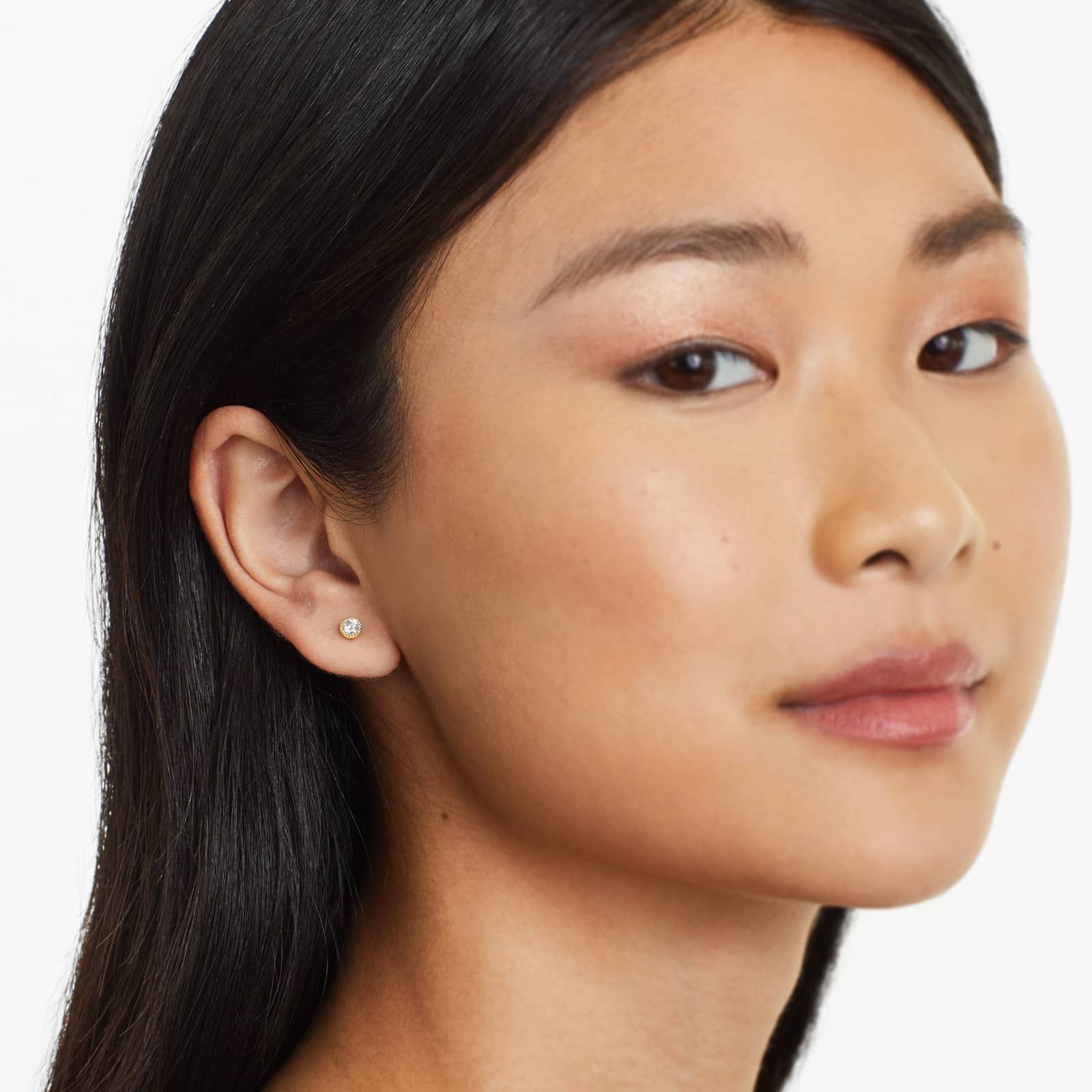 Round Lab Grown Diamond Milgrain Bezel Set Stud Earrings, EF Color, VS Clarity, IGI Certified