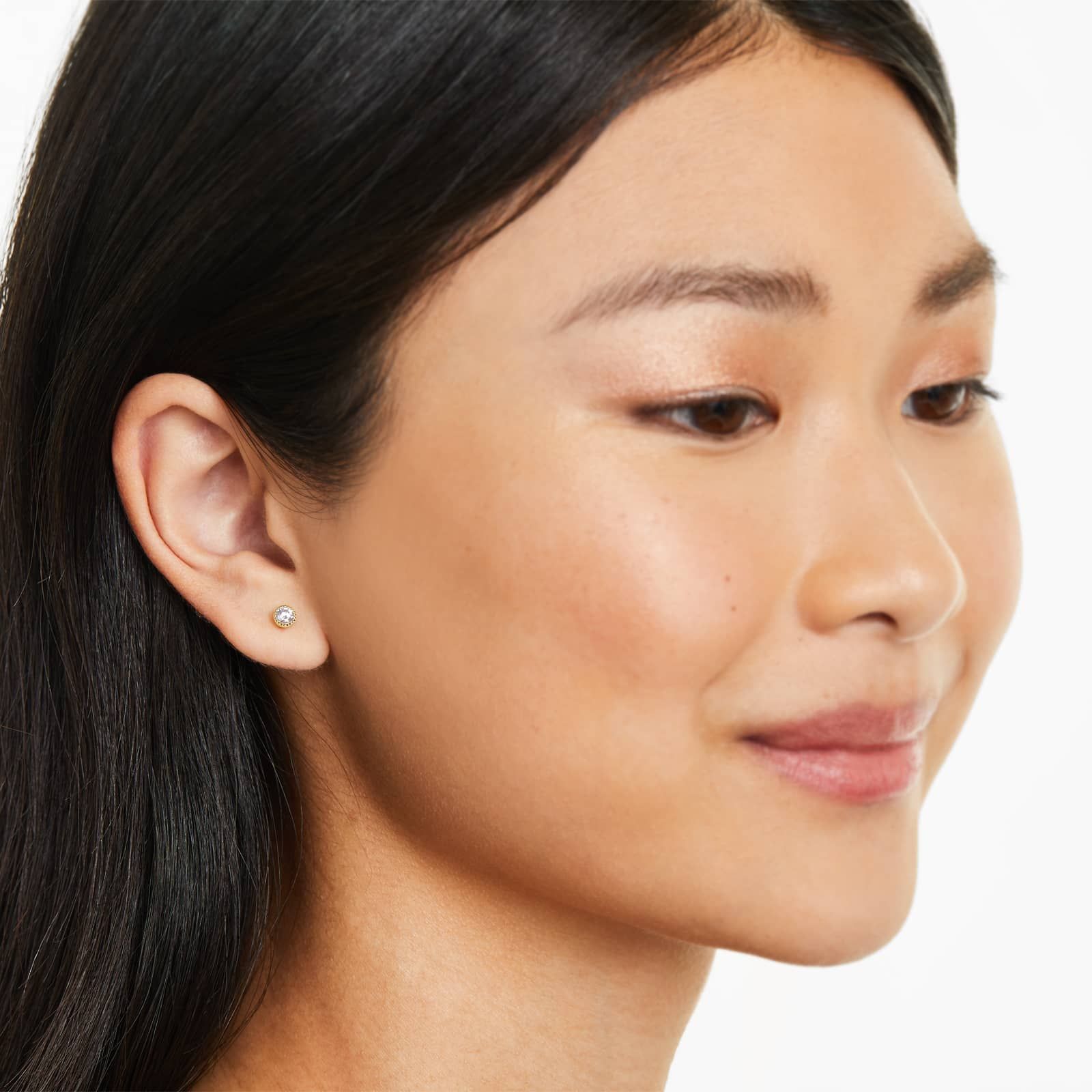 Round Lab Grown Diamond Milgrain Bezel Set Stud Earrings, EF Color, VS Clarity, IGI Certified