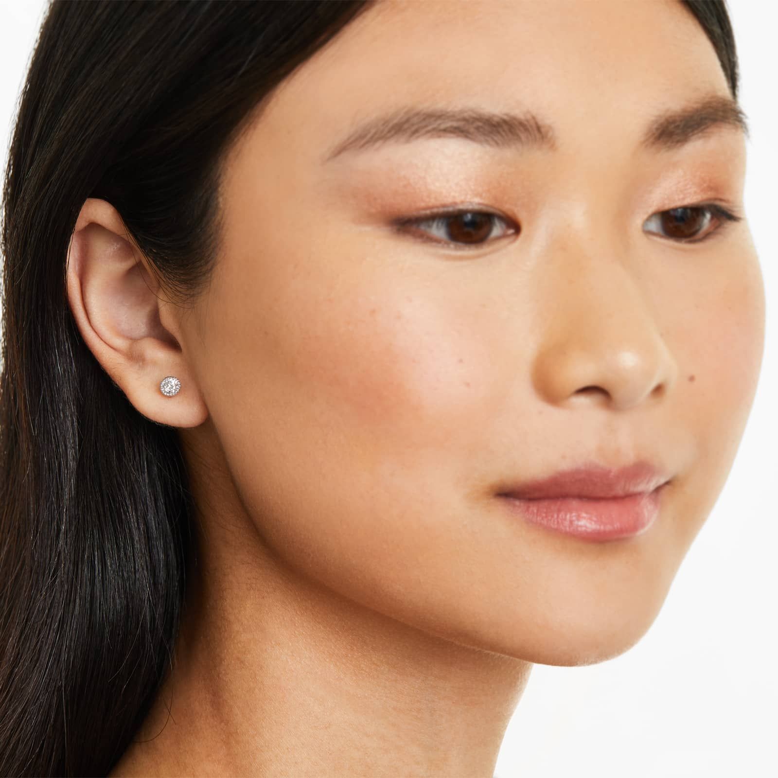 Round Lab Grown Diamond Milgrain Bezel Set Stud Earrings, EF Color, VS Clarity, IGI Certified