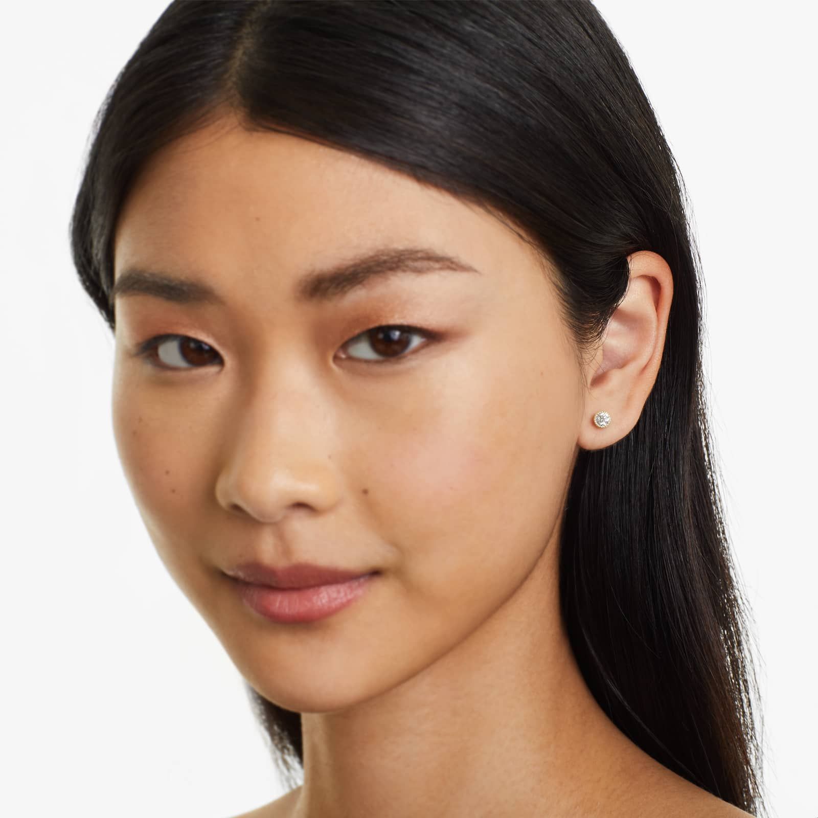 Round Lab Grown Diamond Milgrain Bezel Set Stud Earrings, EF Color, VS Clarity, IGI Certified