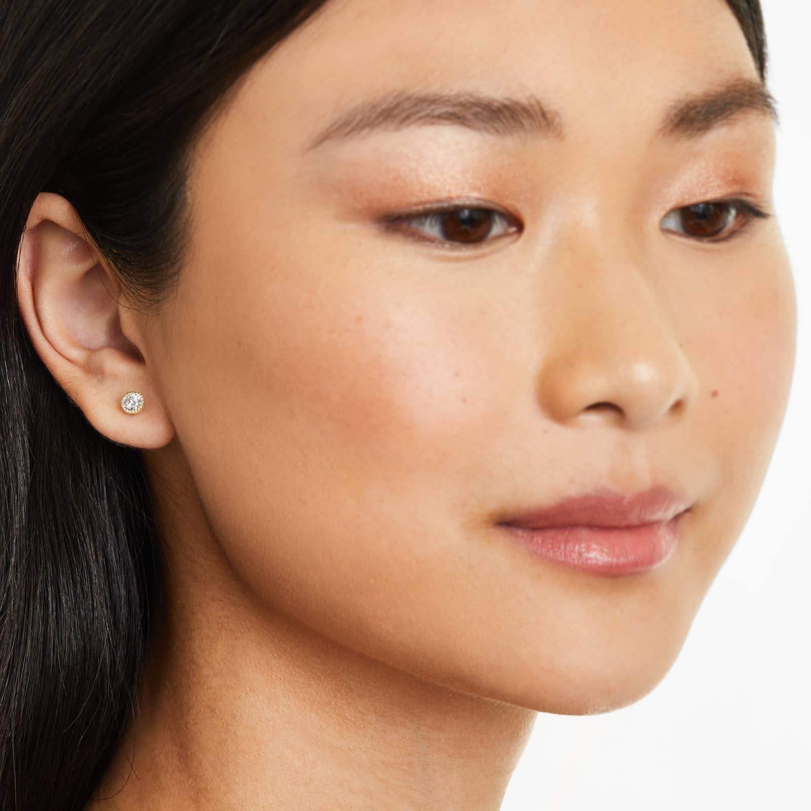 Round Lab Grown Diamond Milgrain Bezel Set Stud Earrings, EF Color, VS Clarity, IGI Certified