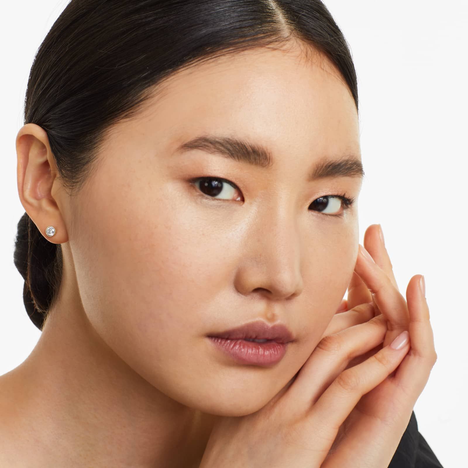 Round Lab Grown Diamond Milgrain Bezel Set Stud Earrings, EF Color, VS Clarity, IGI Certified