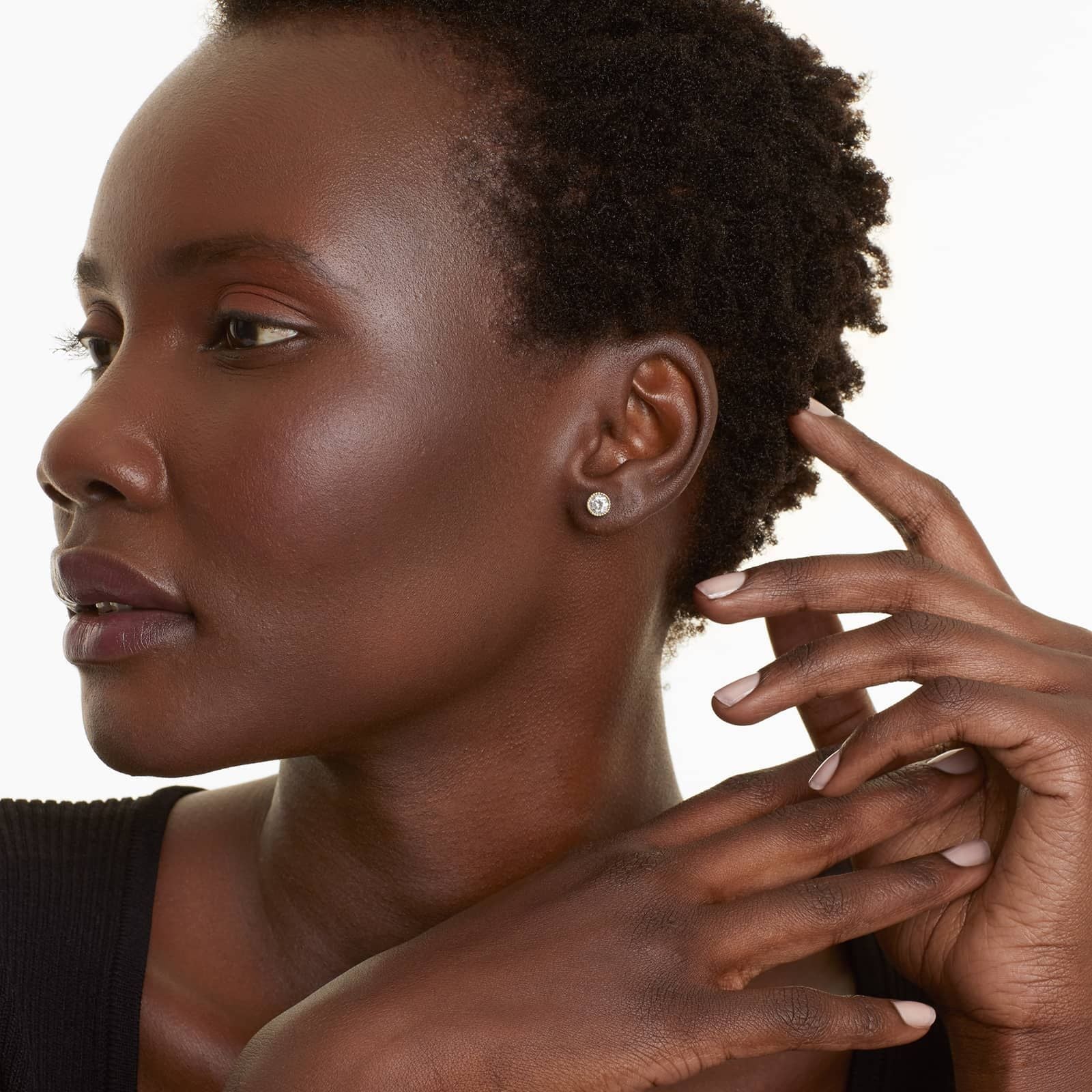 Round Lab Grown Diamond Milgrain Bezel Set Stud Earrings, EF Color, VS Clarity, IGI Certified