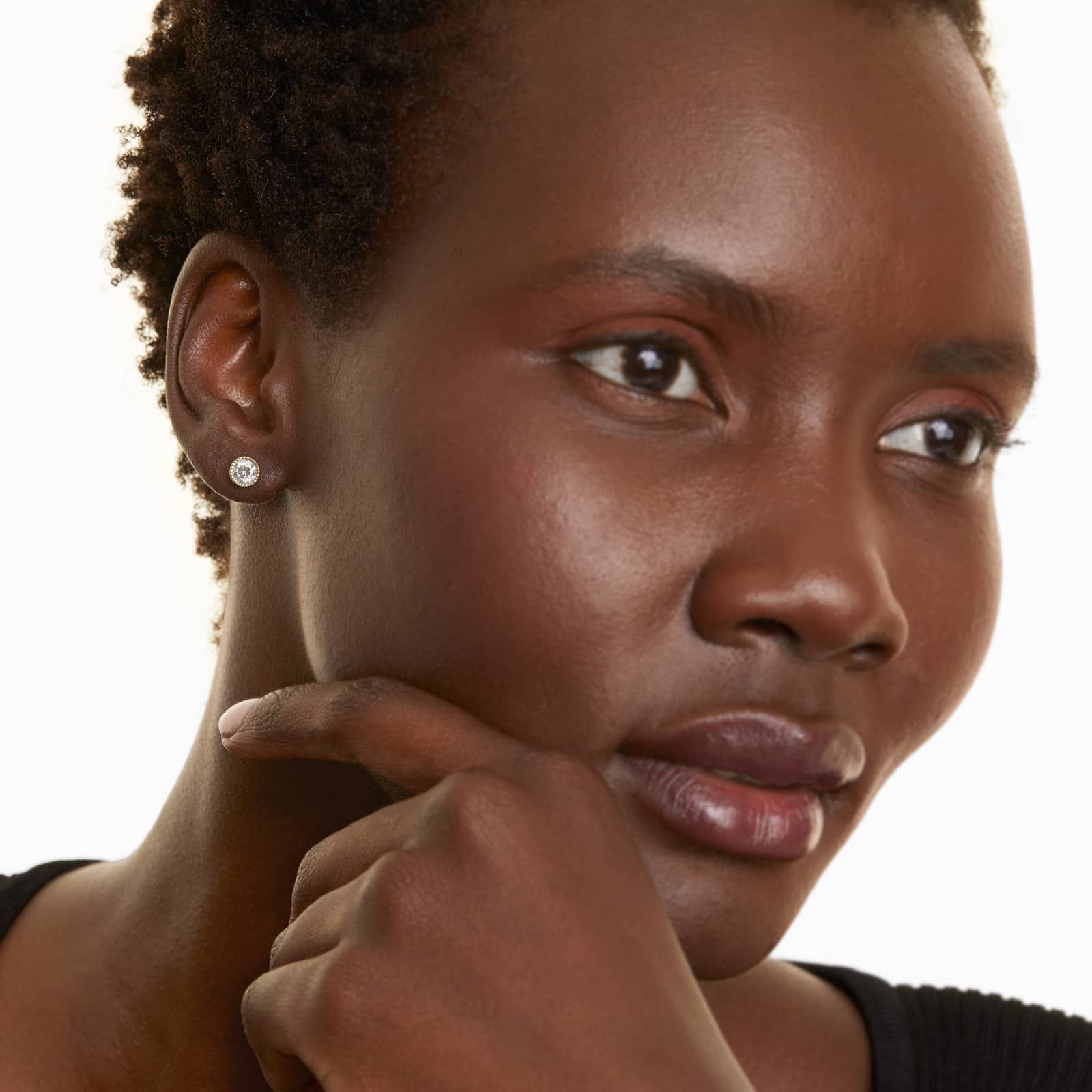 Round Lab Grown Diamond Milgrain Bezel Set Stud Earrings, EF Color, VS Clarity, IGI Certified