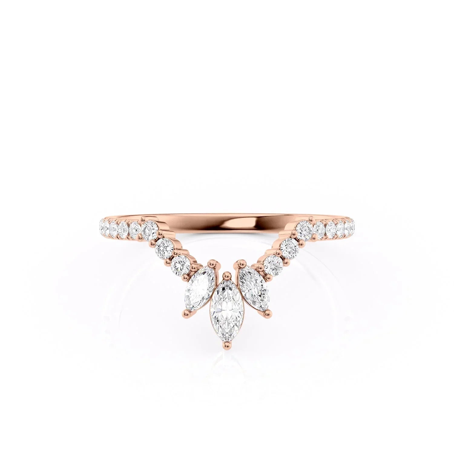 0.40ct Marquise & Round Pavé Diamond Chevron Ring | IGI Certified