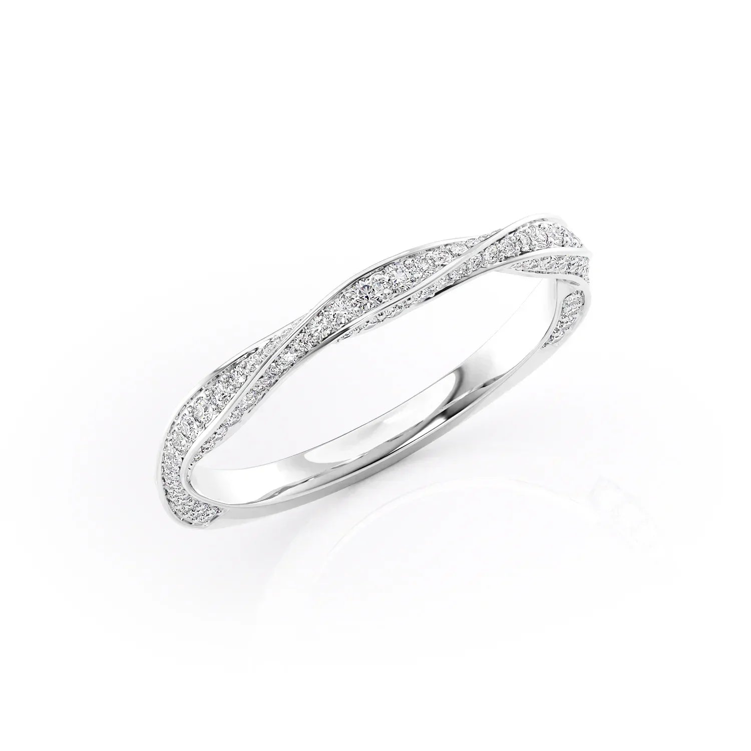 0.35tcw Round Lab-Grown Diamond Twisted Pavé Wedding Band | 2mm | IGI Certified