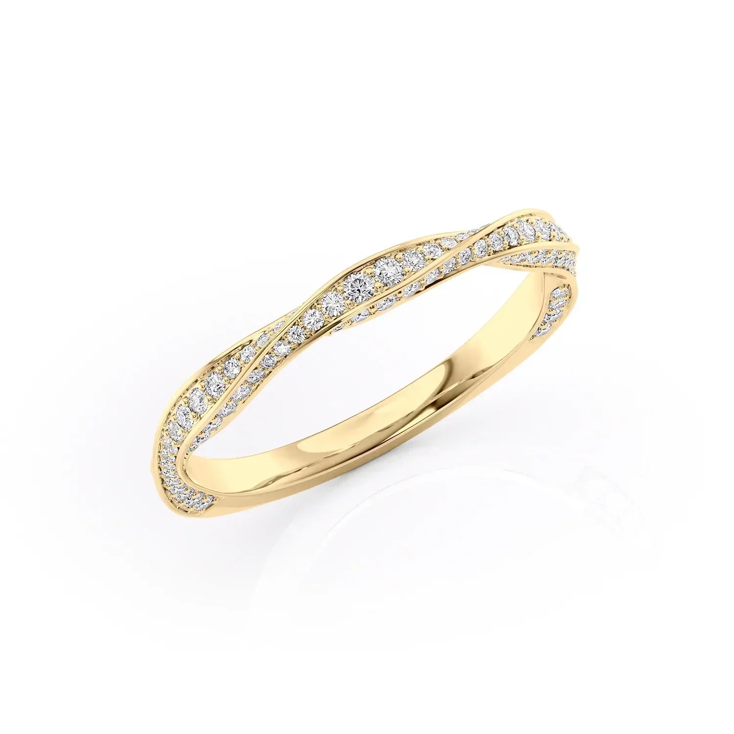 0.35tcw Round Lab-Grown Diamond Twisted Pavé Wedding Band | 2mm | IGI Certified