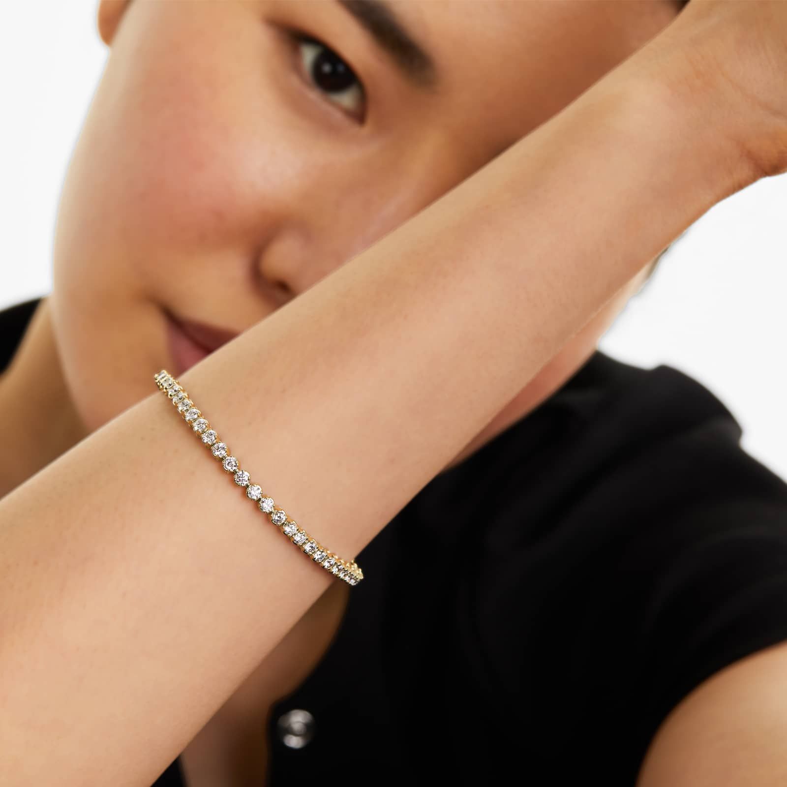 Round Lab grown Diamond Four Prong Tennis Bracelet, EF Color, VS Clarity, IGI Certified