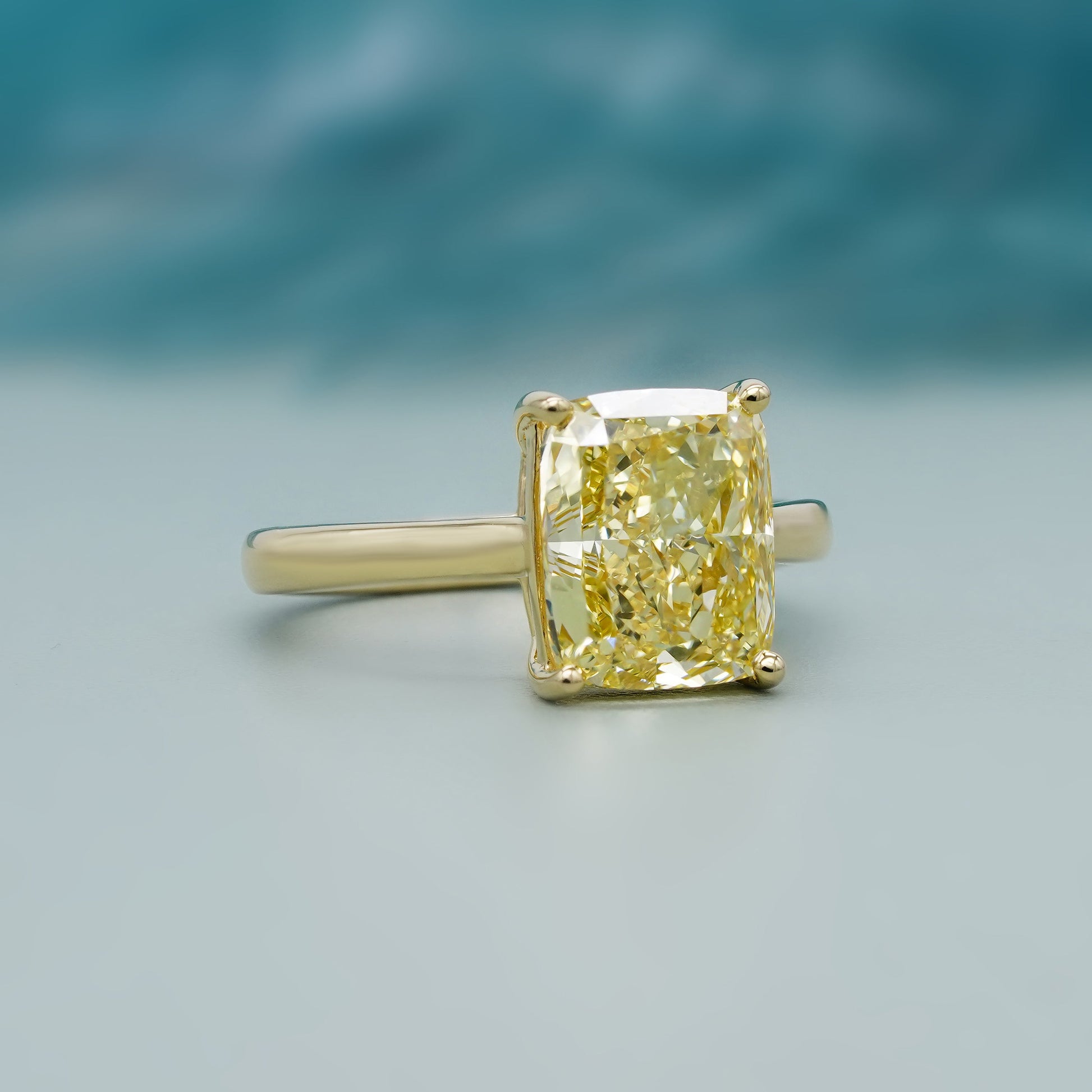 Fancy Yellow Radiant 4.00ct Lab Grown Diamond Engagement Ring