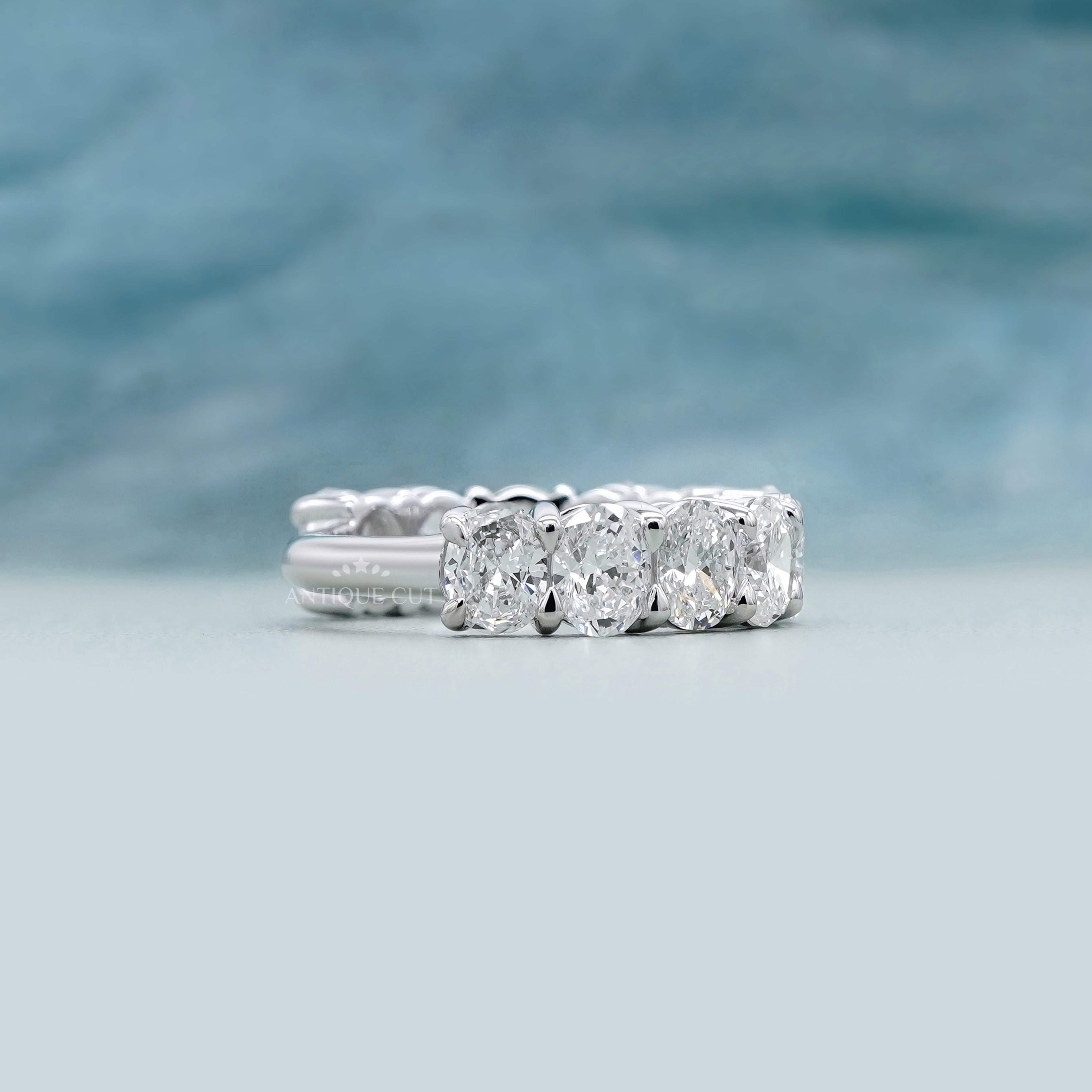 3.30tcw Oval Cut Lab Grown Diamond Eternity Band | White Gold IGI Certified