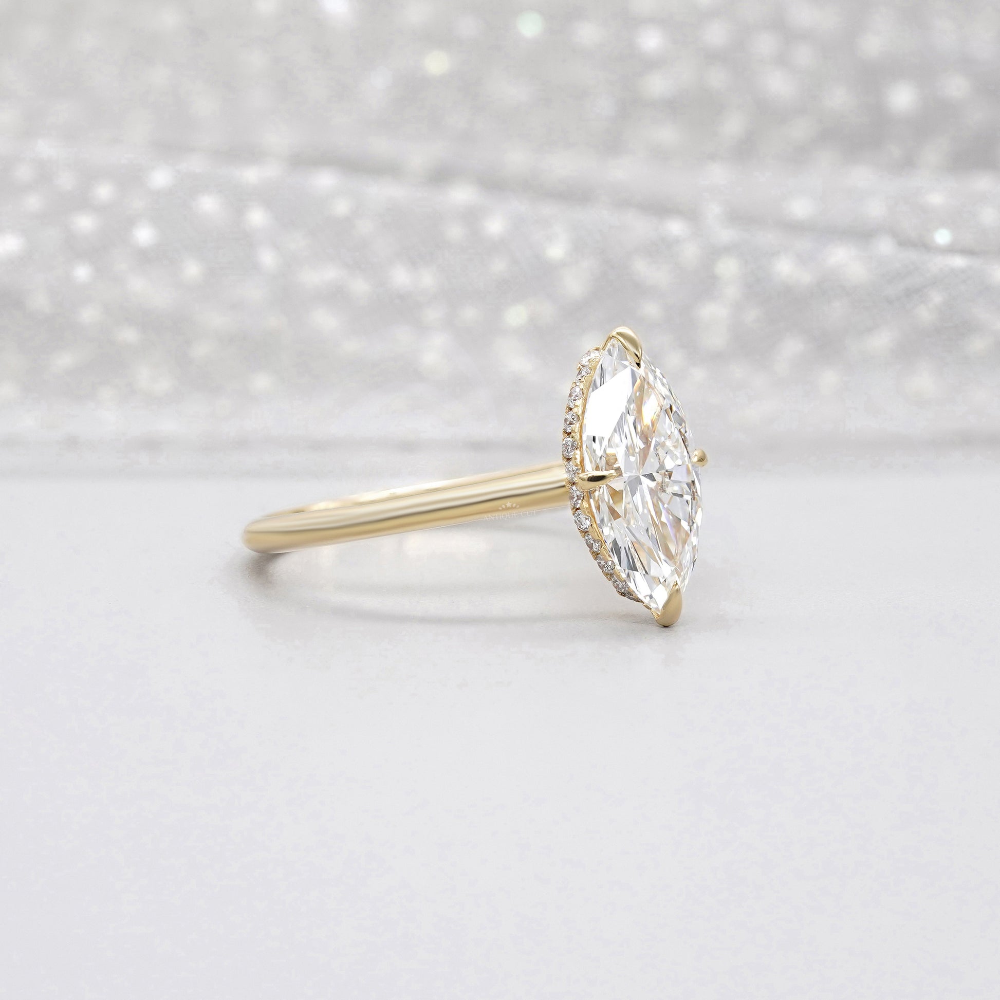 Marquise 3.20ct Lab Grown Diamond Hidden Halo Engagement Ring | IGI Certified