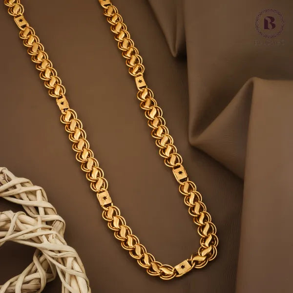 Double Ring Lotus Chain with star biscuit Chain For Men & Boys