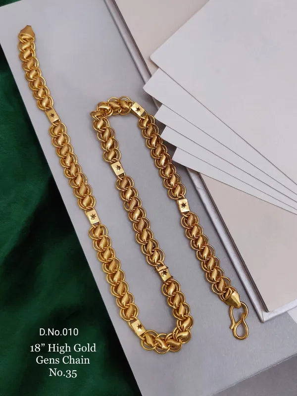 Double Ring Lotus Chain with star biscuit Chain For Men & Boys