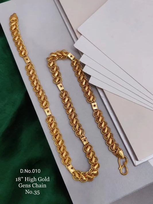 Double Ring Lotus Chain with star biscuit Chain For Men & Boys