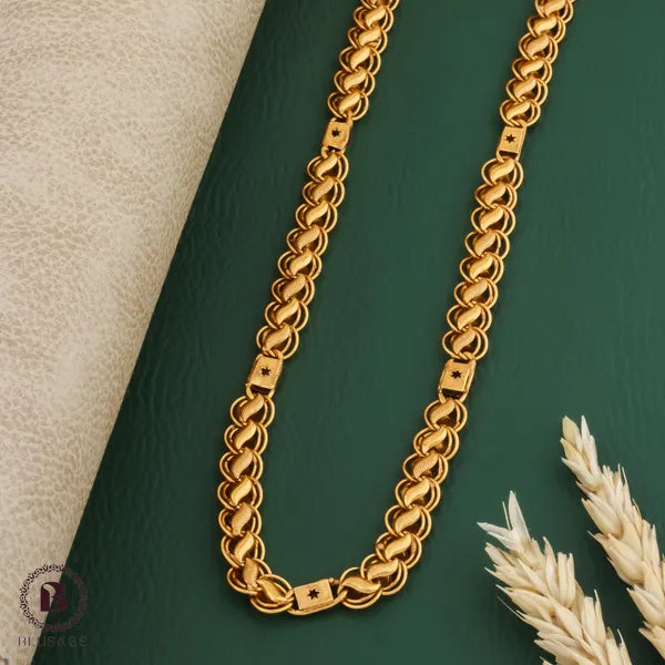 Double Ring Lotus Chain with star biscuit Chain For Men & Boys