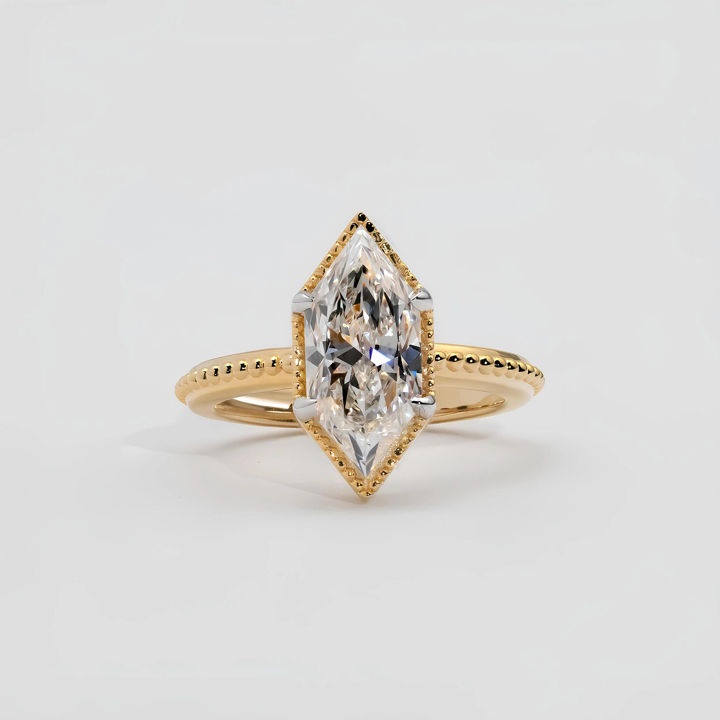 Common :: Unii Jewels 3ct Dutch Marquise lab grown diamond solitaire engagement ring