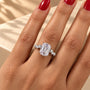 Common :: 3CT Emerald Lab Grown Diamond Ring with Round diamond accents