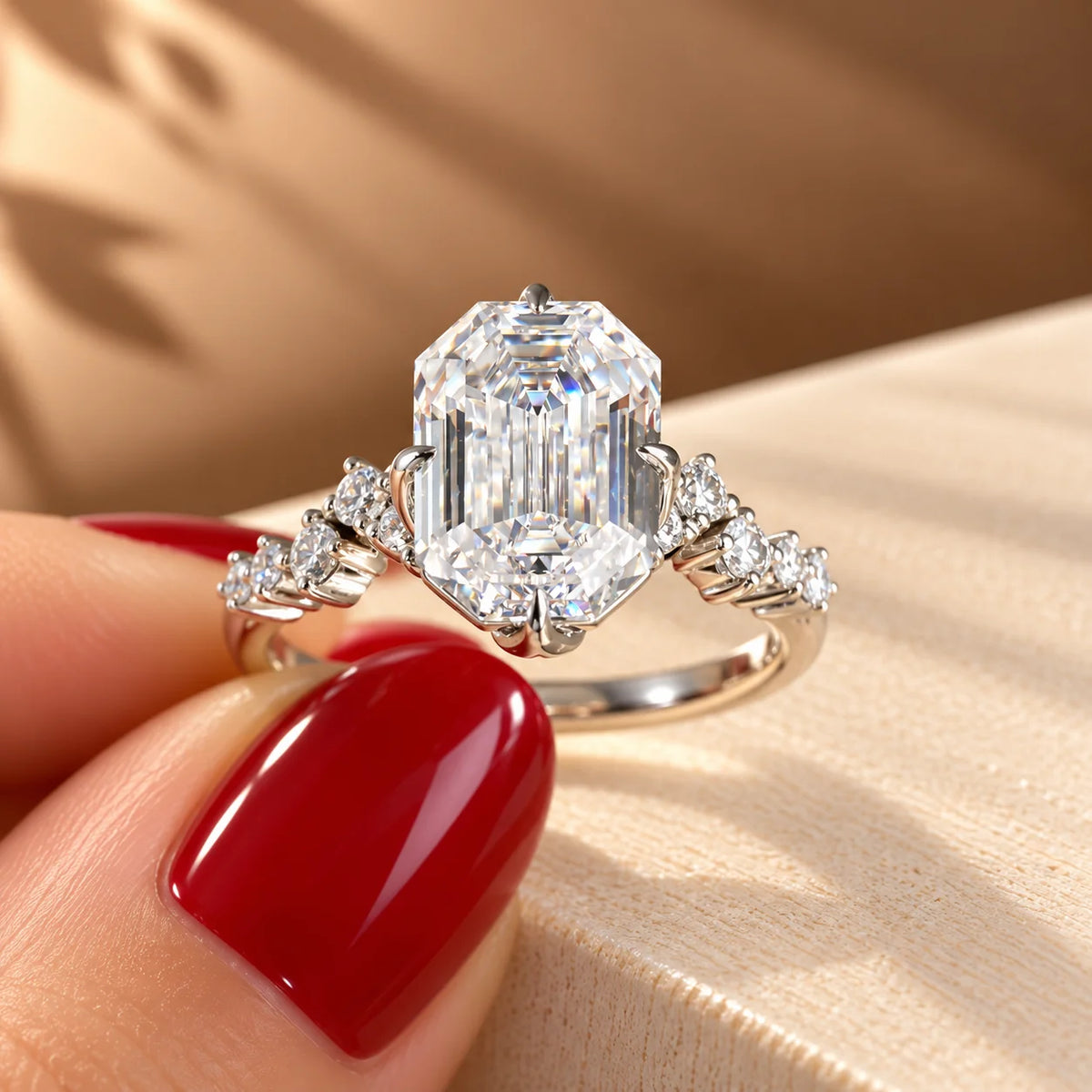 Common :: IGI certified 3CT Emerald Pave Diamond Engagement Ring