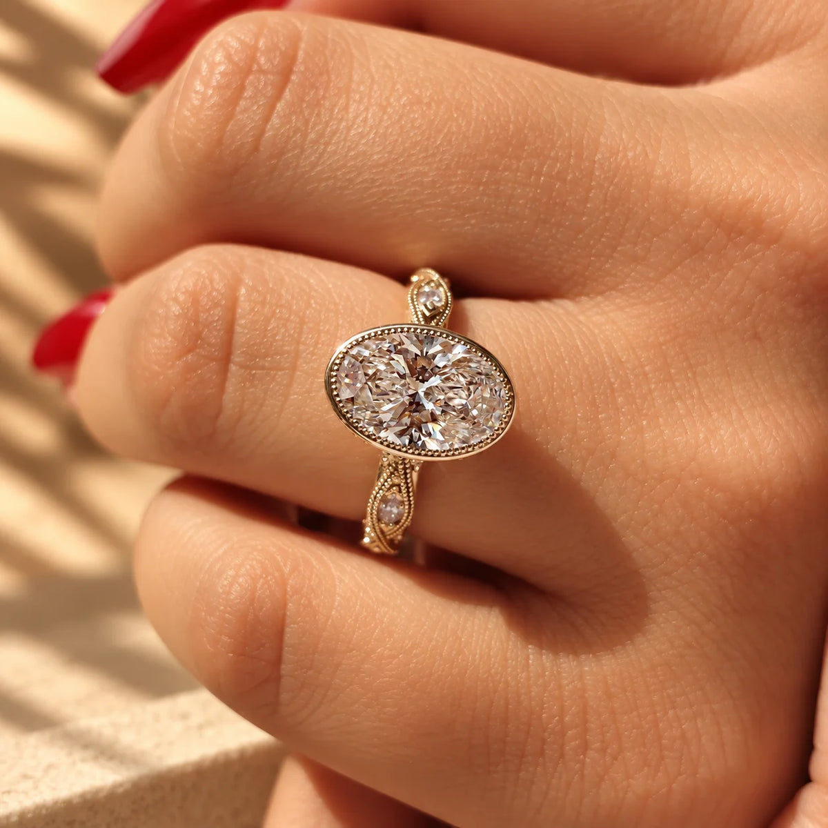 Common :: 3.30TCW Oval ring with Marquise and Round diamond accents