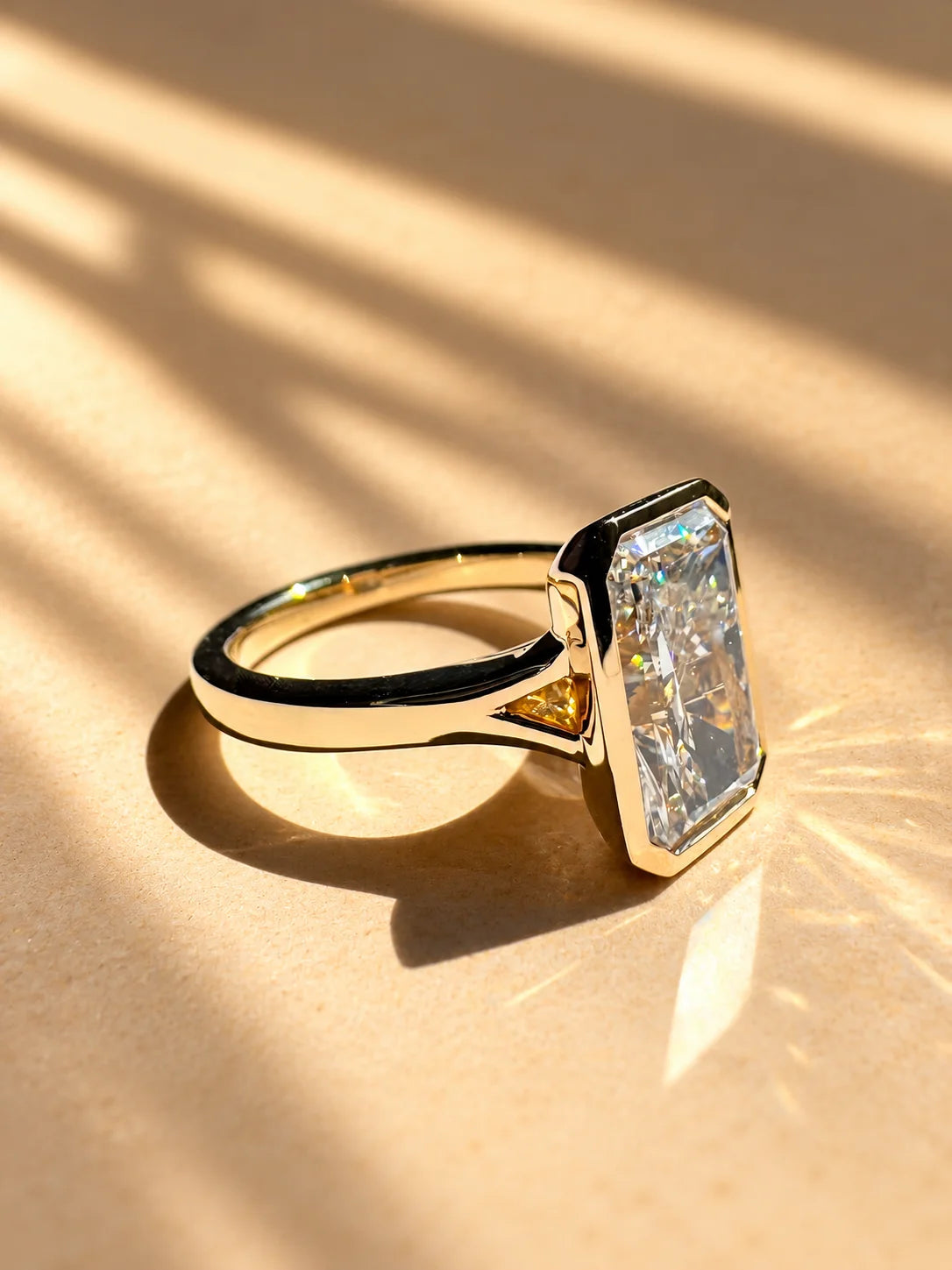 Common :: Modern 3.00CT radiant diamond ring featuring a minimalist 2MM band