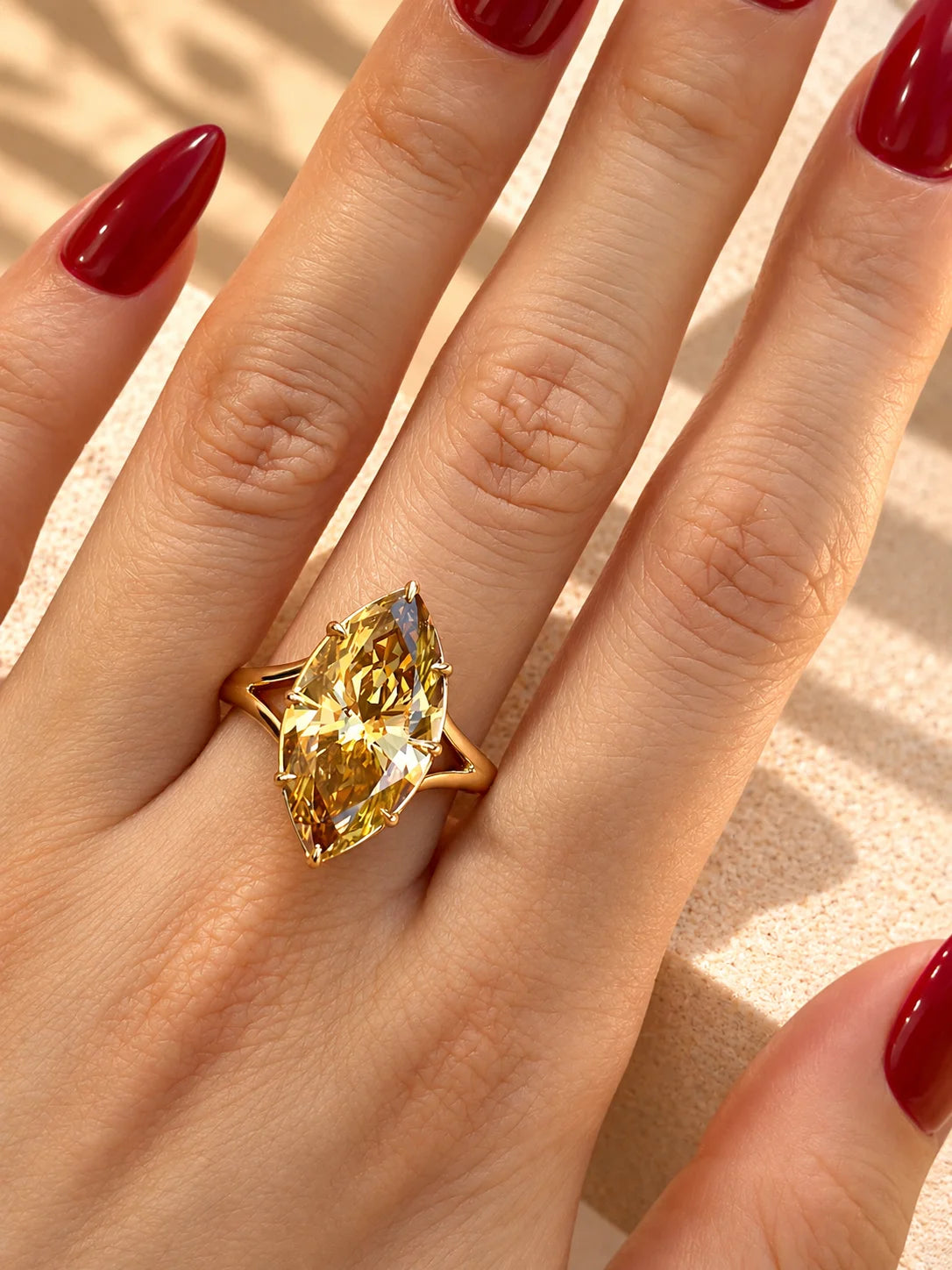 Common :: 3 carat Yellow Marquise lab grown diamond engagement ring