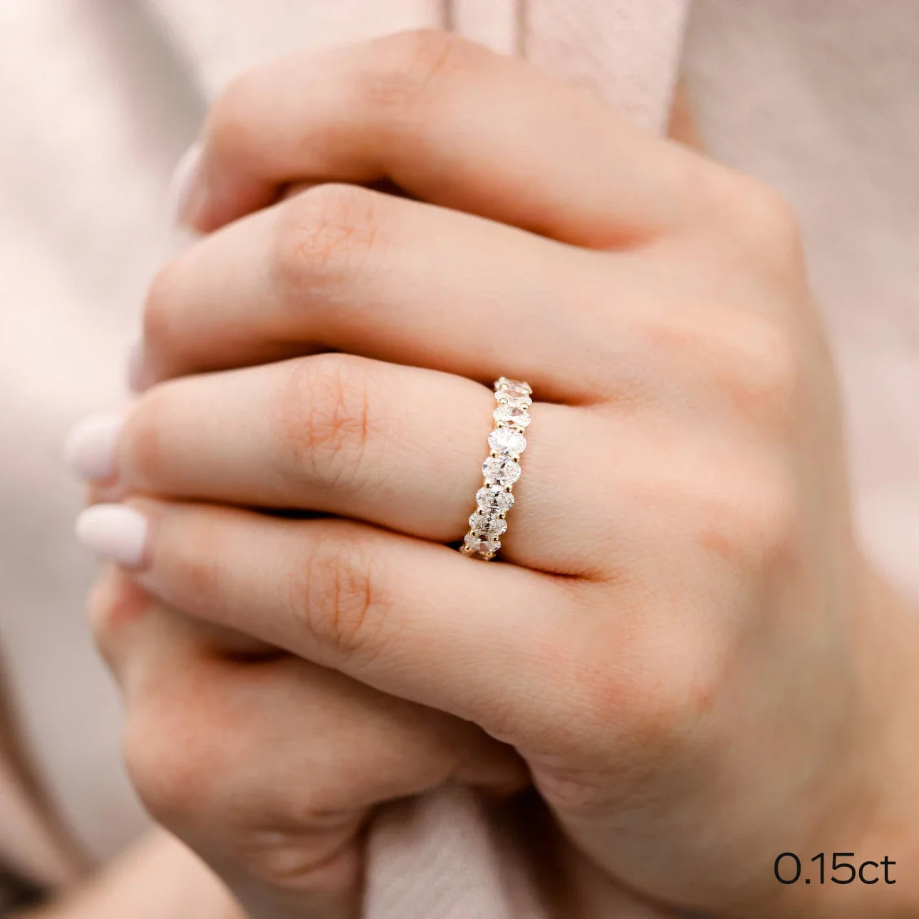 Oval French U Eternity Band, EF Color, VS Clarity - IGI Certified Diamond