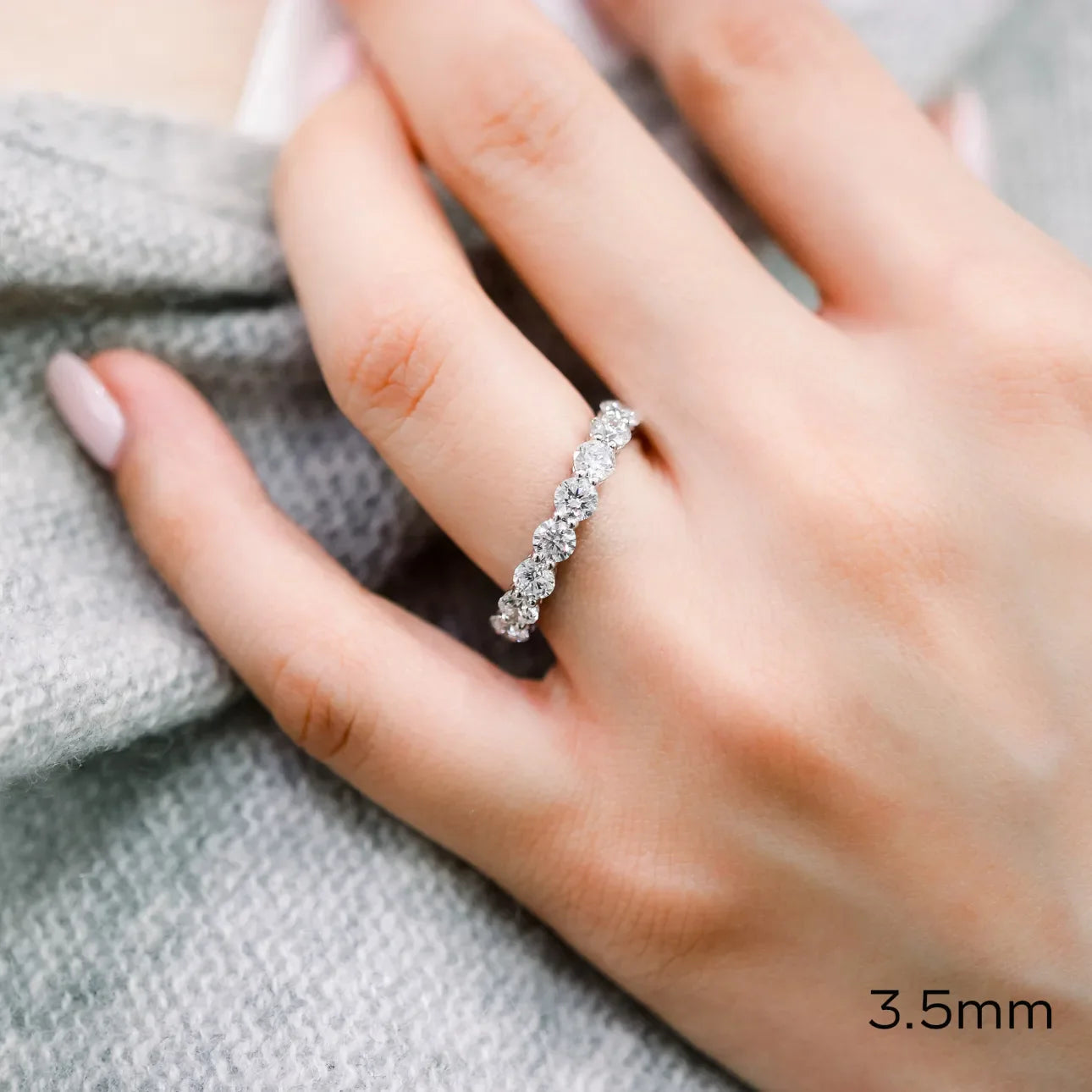 Round Lab Grown Diamond Prong Set Eternity Band, EF Color, VS Clarity - IGI Certified