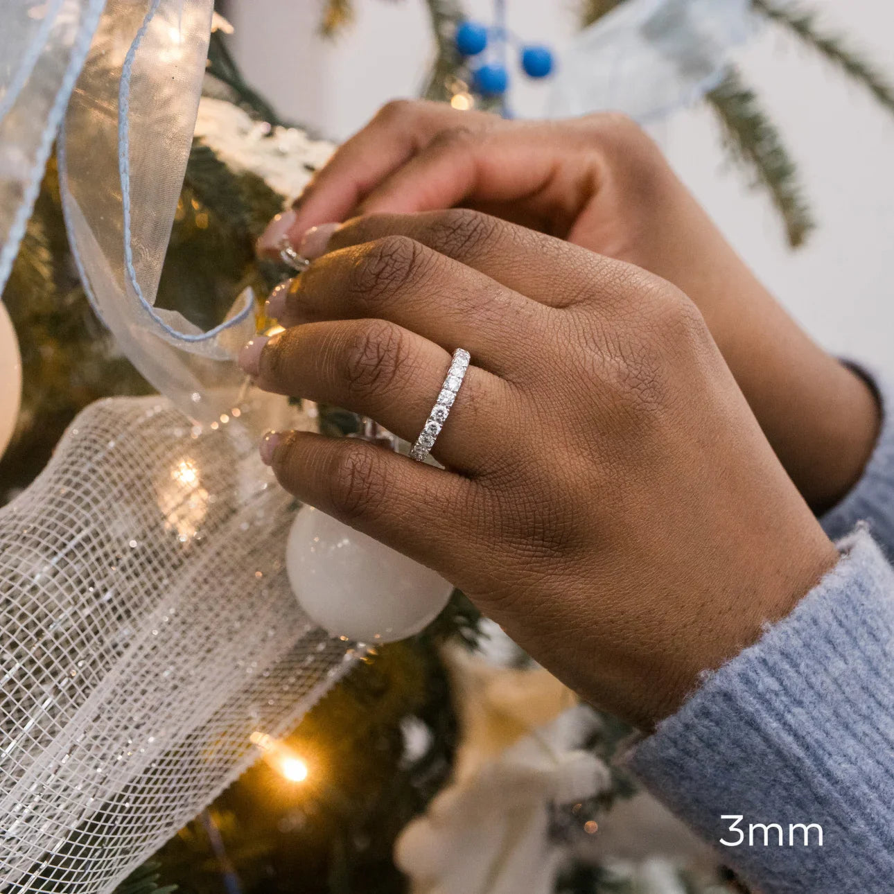 Round Lab Grown Diamond , French Pave Eternity Band , EF Color , VS Clarity , IGI Certificate