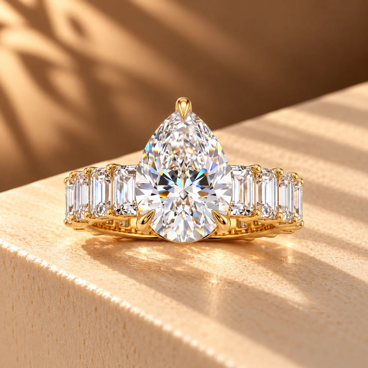 Common :: 4.50TCW Pear Lab Grown Diamond Luxury Engagement Ring by Unii Jewels
