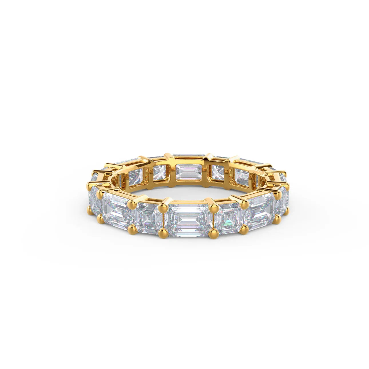 Emerald And Asscher Diamond East-West Eternity Band, EF Color, VS Clarity, IGI Certified