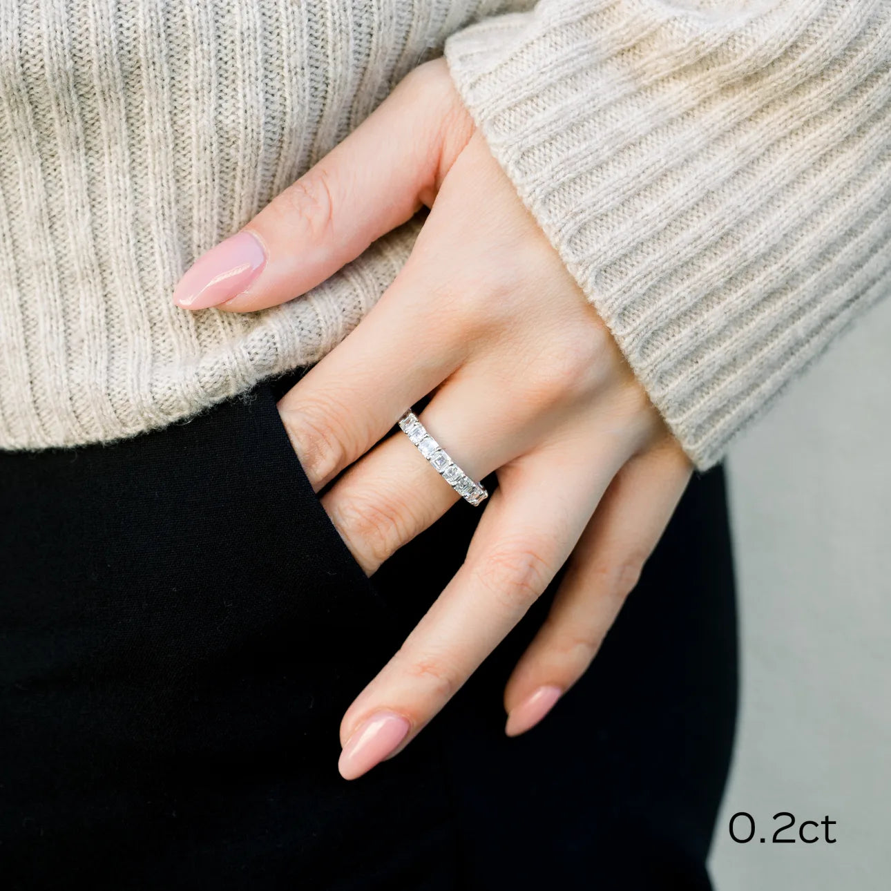 Asscher Lab Grown Diamond Eternity Band, EF Color, VS Clarity, IGI Certified