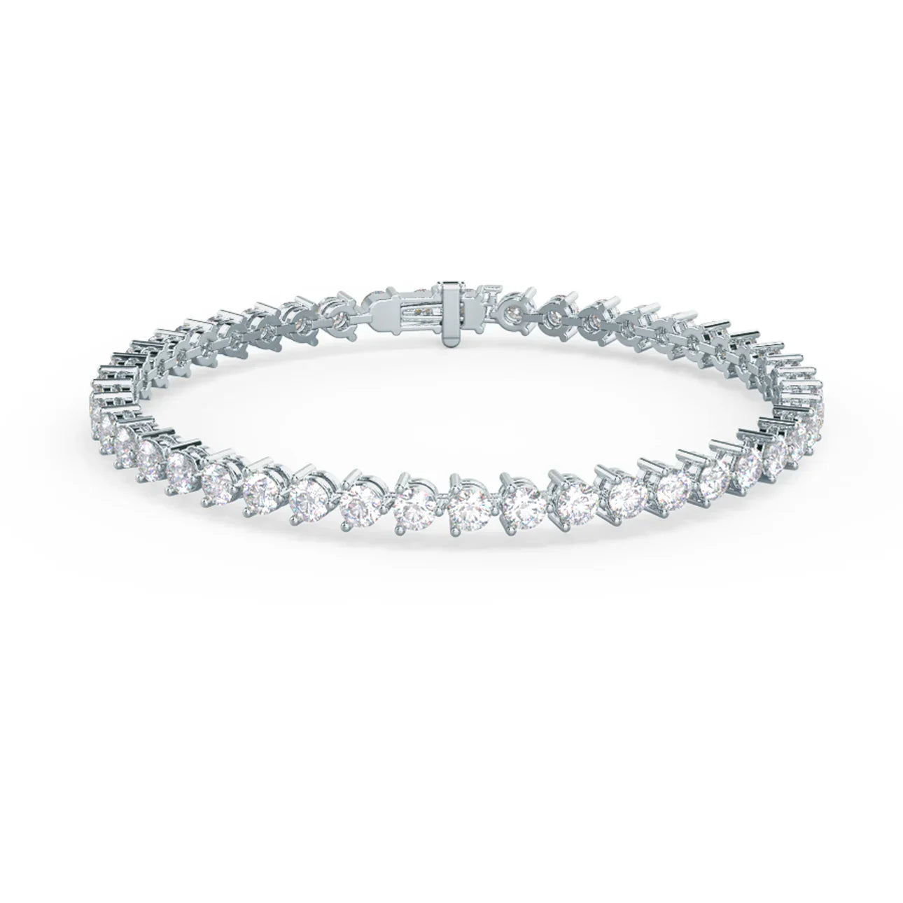 Round Lab Grown Diamond Three Prong Tennis Bracelet, EF Color, VS Clarity, IGI Certificate