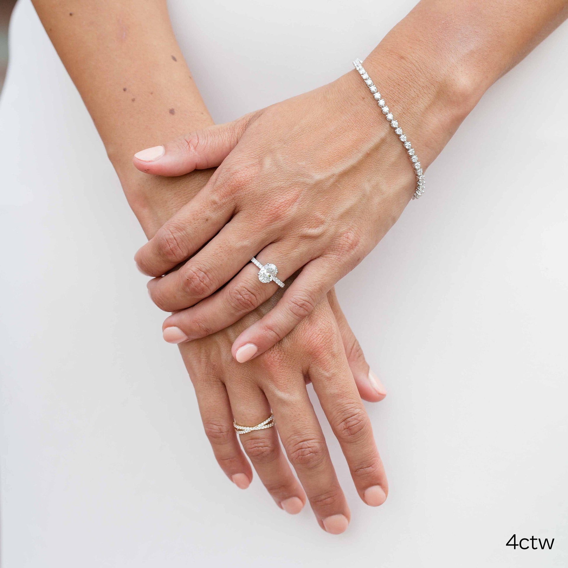 Round Lab Grown Diamond Three Prong Tennis Bracelet, EF Color, VS Clarity, IGI Certificate