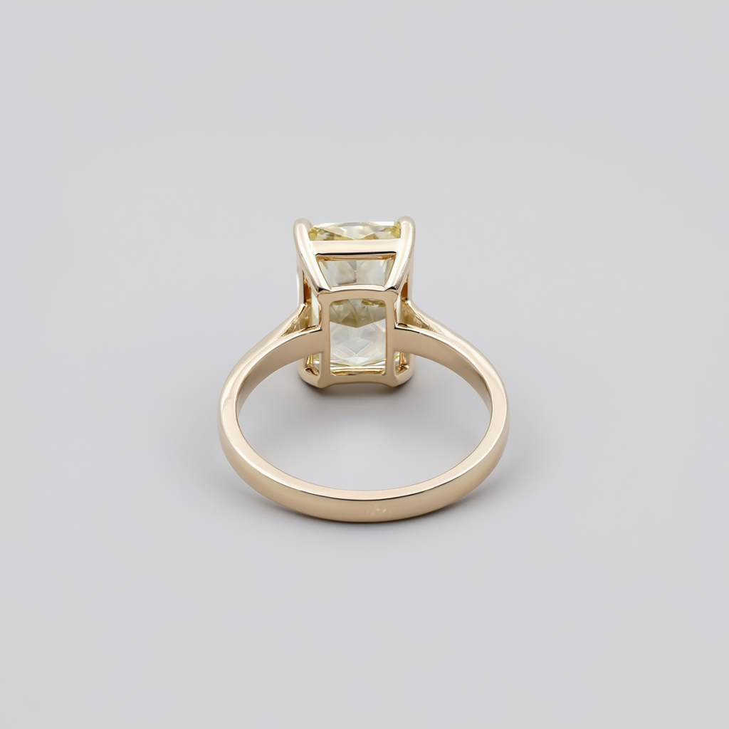 4.50ct Fancy Yellow Radiant Lab Grown Diamond Solitaire Engagement Ring | IGI Certified | Solid Gold Ring