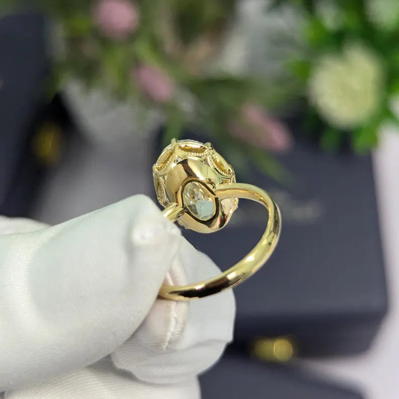 6.30ct Oval Lab Grown Diamond Bezel Engagement Ring | IGI Certified | VVS–VS Clarity