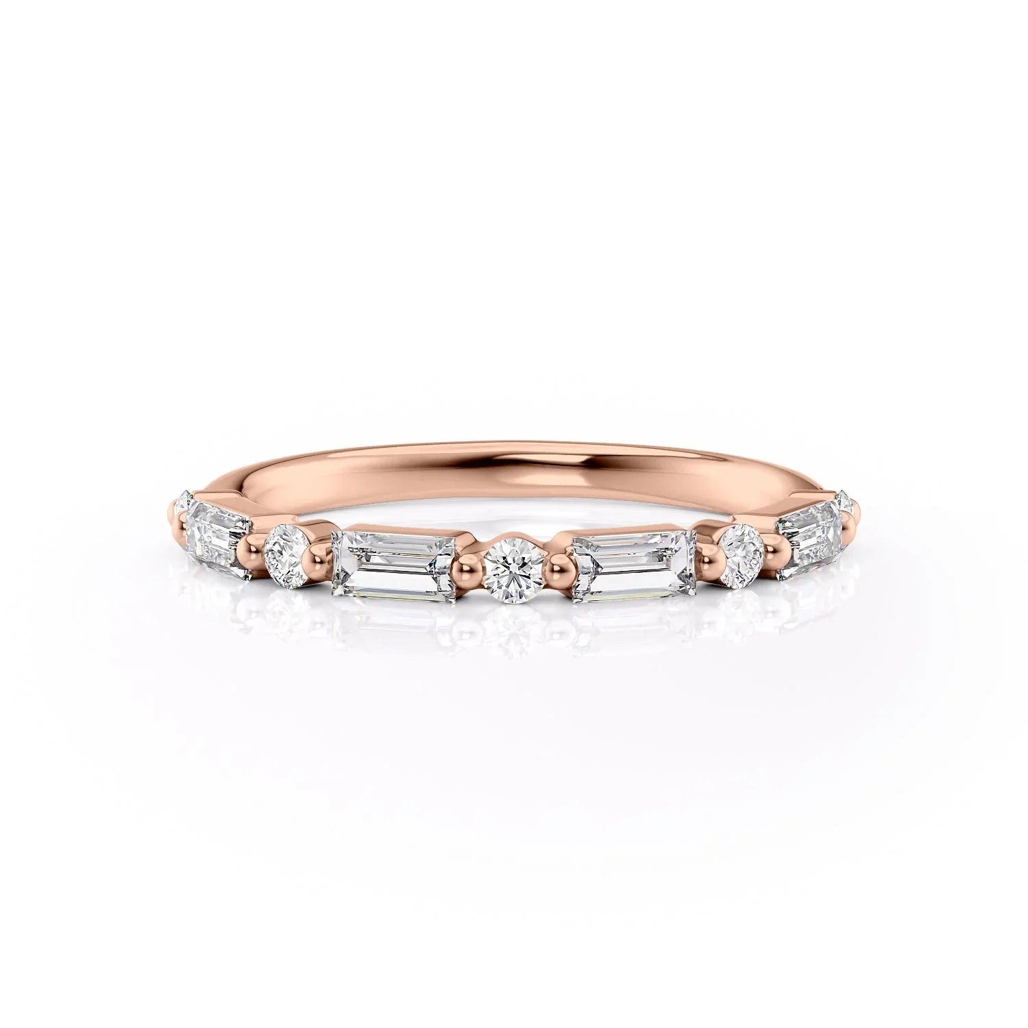 0.55ct Baguette & Round Lab Grown Diamond Wedding Band | IGI Certified