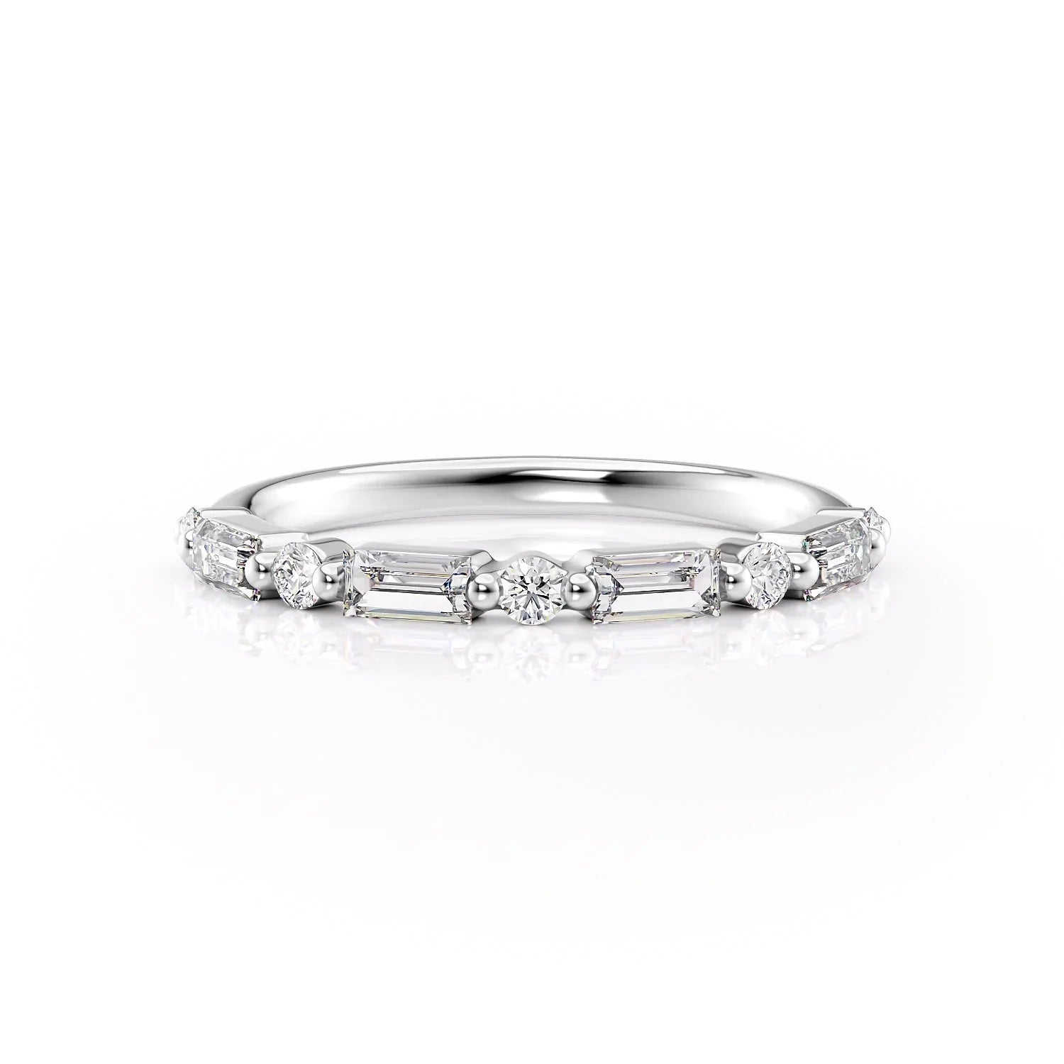 0.55ct Baguette & Round Lab Grown Diamond Wedding Band | IGI Certified