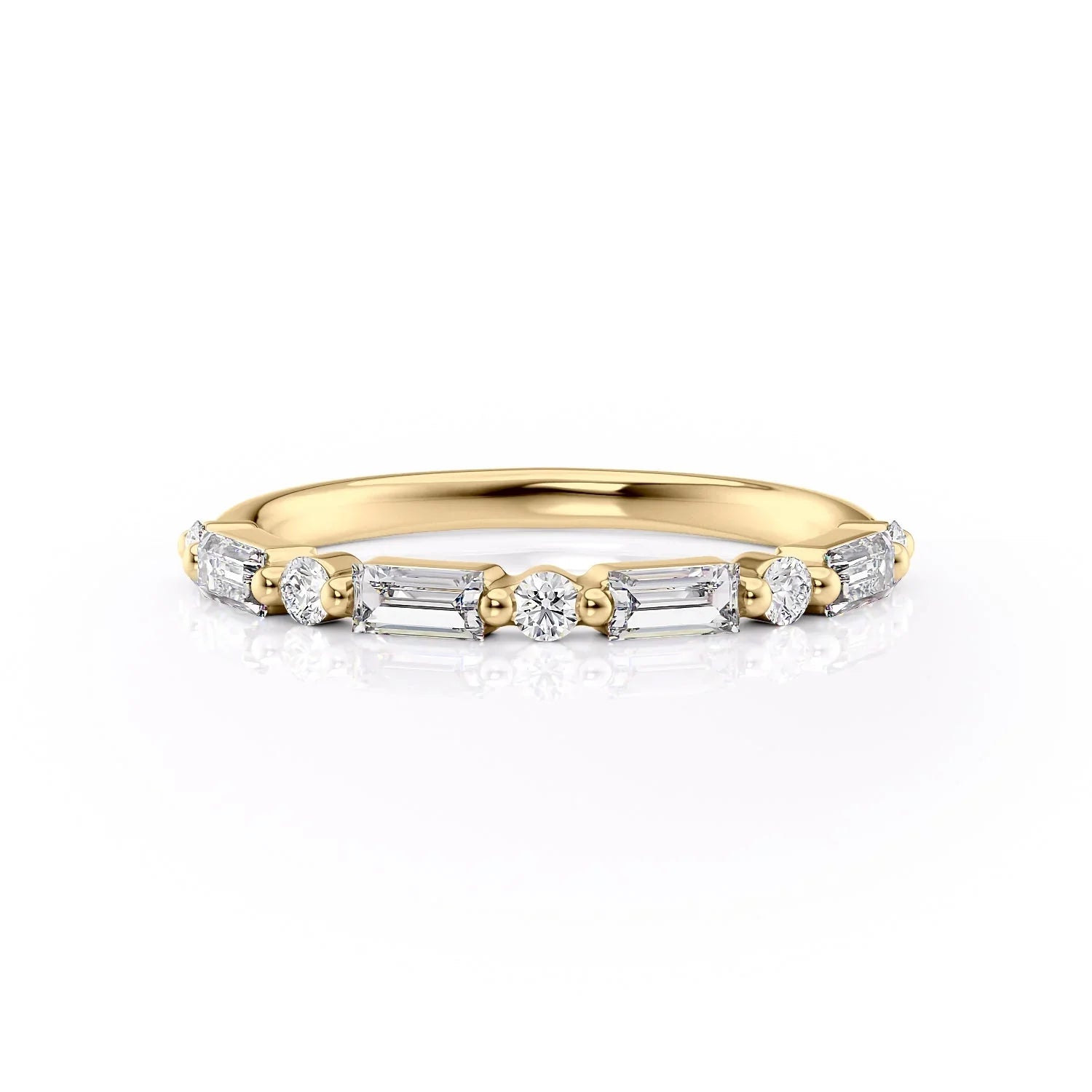 0.55ct Baguette & Round Lab Grown Diamond Wedding Band | IGI Certified