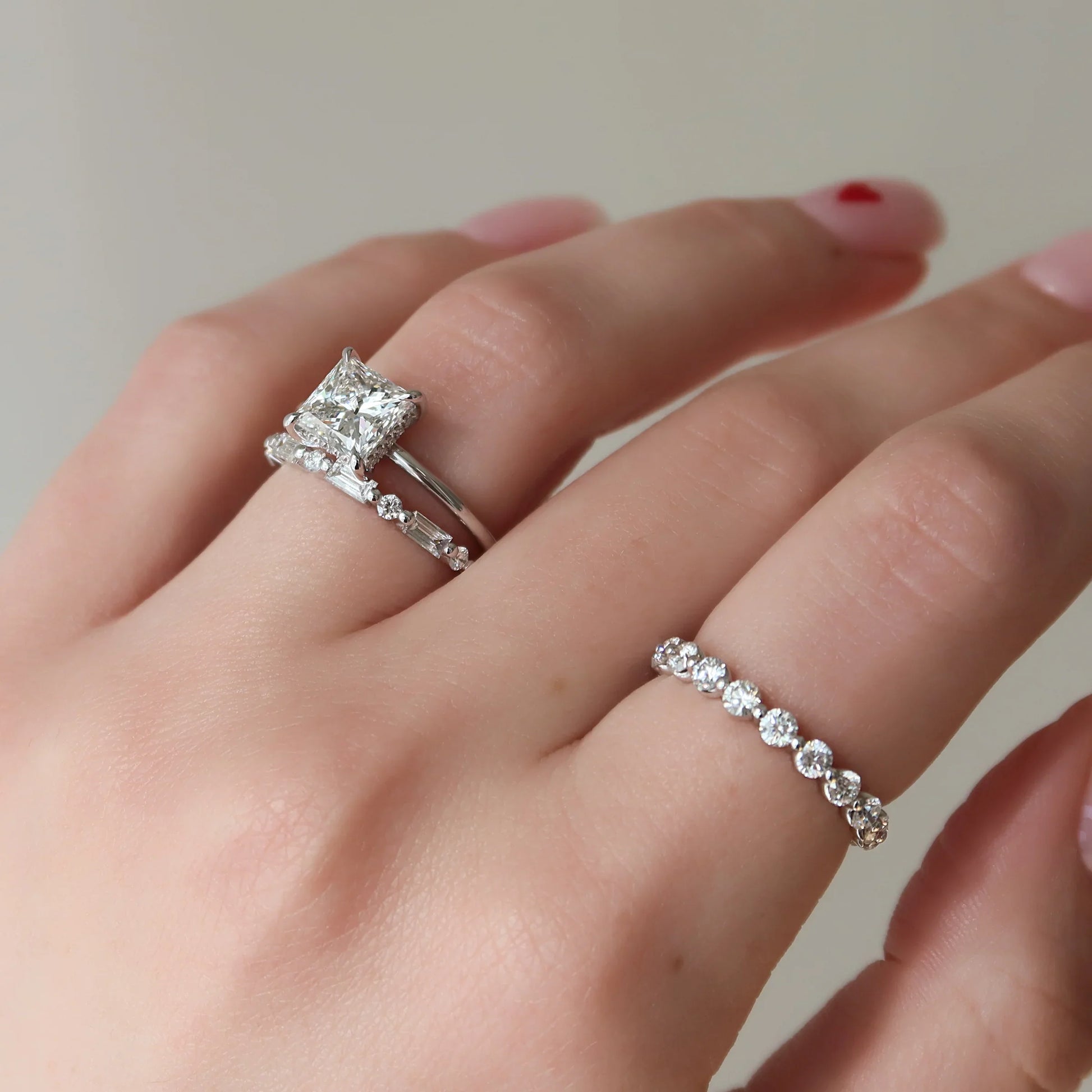 0.55ct Baguette & Round Lab Grown Diamond Wedding Band | IGI Certified