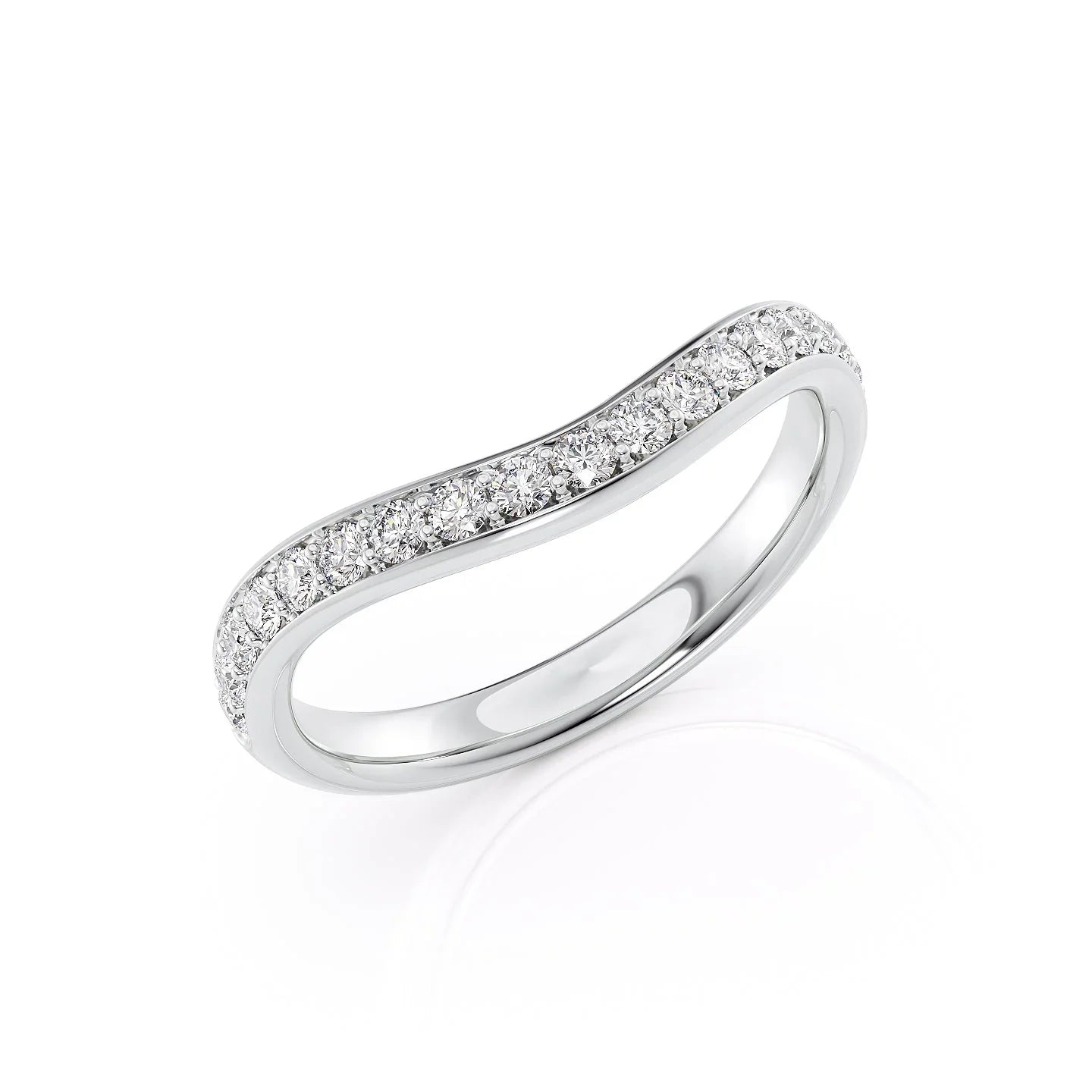 0.40ct Round Lab Grown Pavé Curved Diamond Wedding Band | IGI Certified