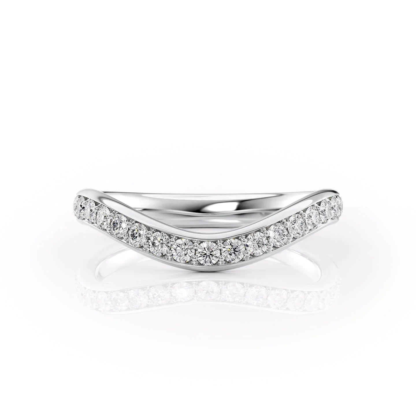 0.40ct Round Lab Grown Pavé Curved Diamond Wedding Band | IGI Certified