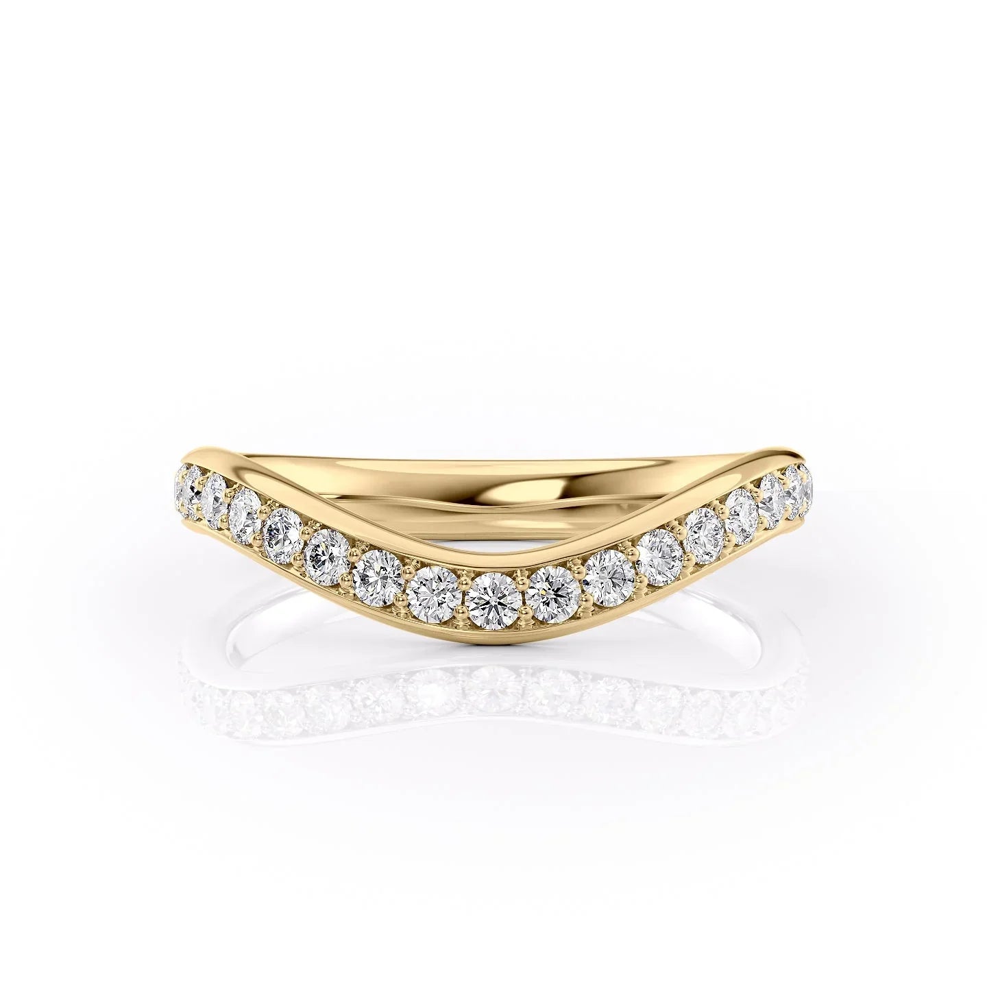 0.40ct Round Lab Grown Pavé Curved Diamond Wedding Band | IGI Certified