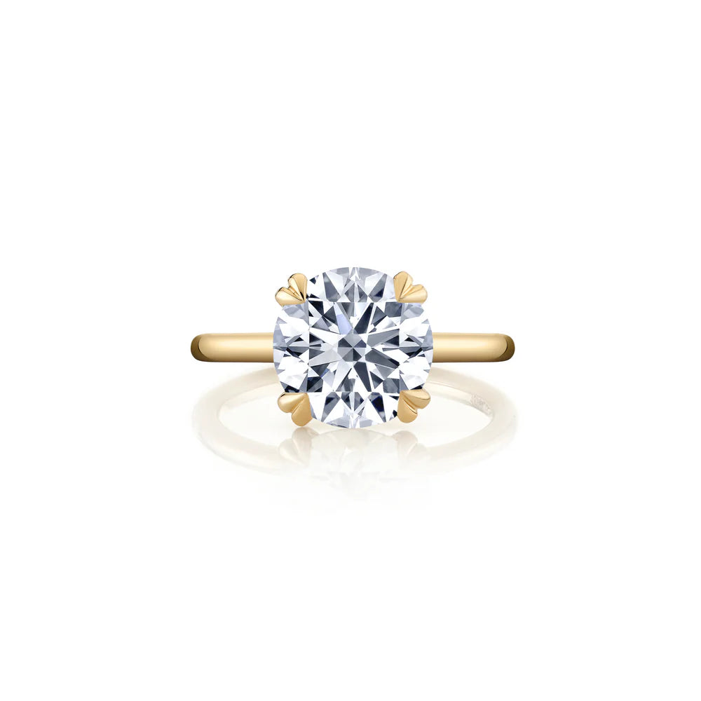 Common :: Iverique 3.11ct round hidden halo lab grown diamond engagement ring IGI certified close up view