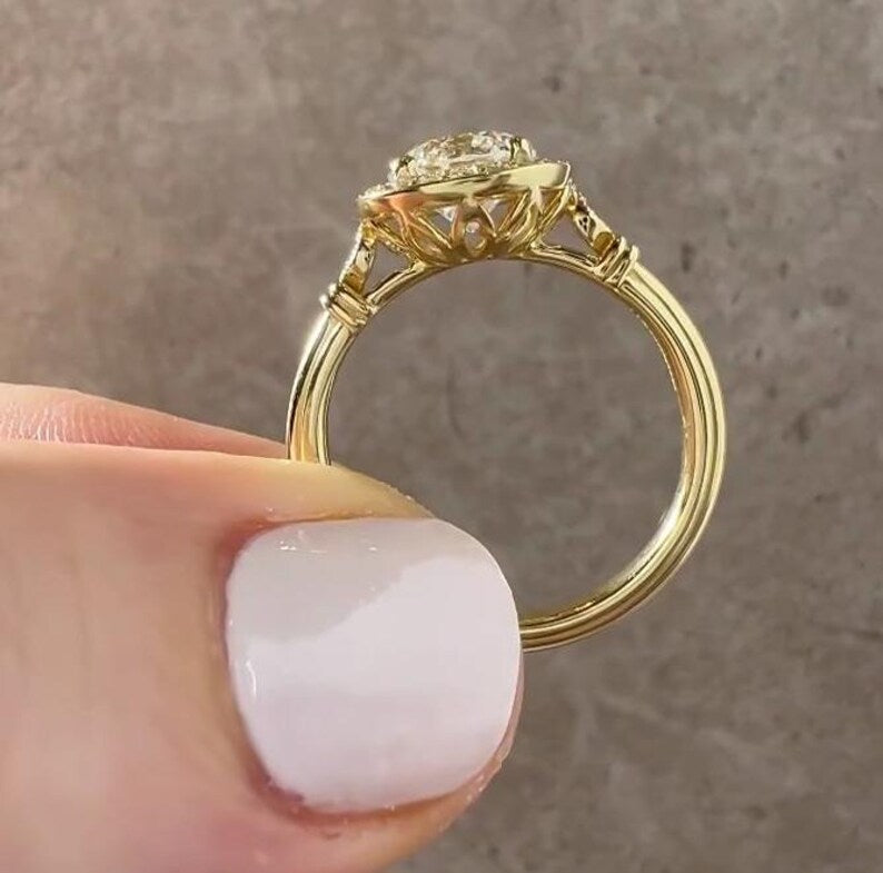 Round 1.80tcw Lab Grown Diamond Vintage Style Engagement Ring, D-E-F Color, VVS-VS Clarity - IGI Certified