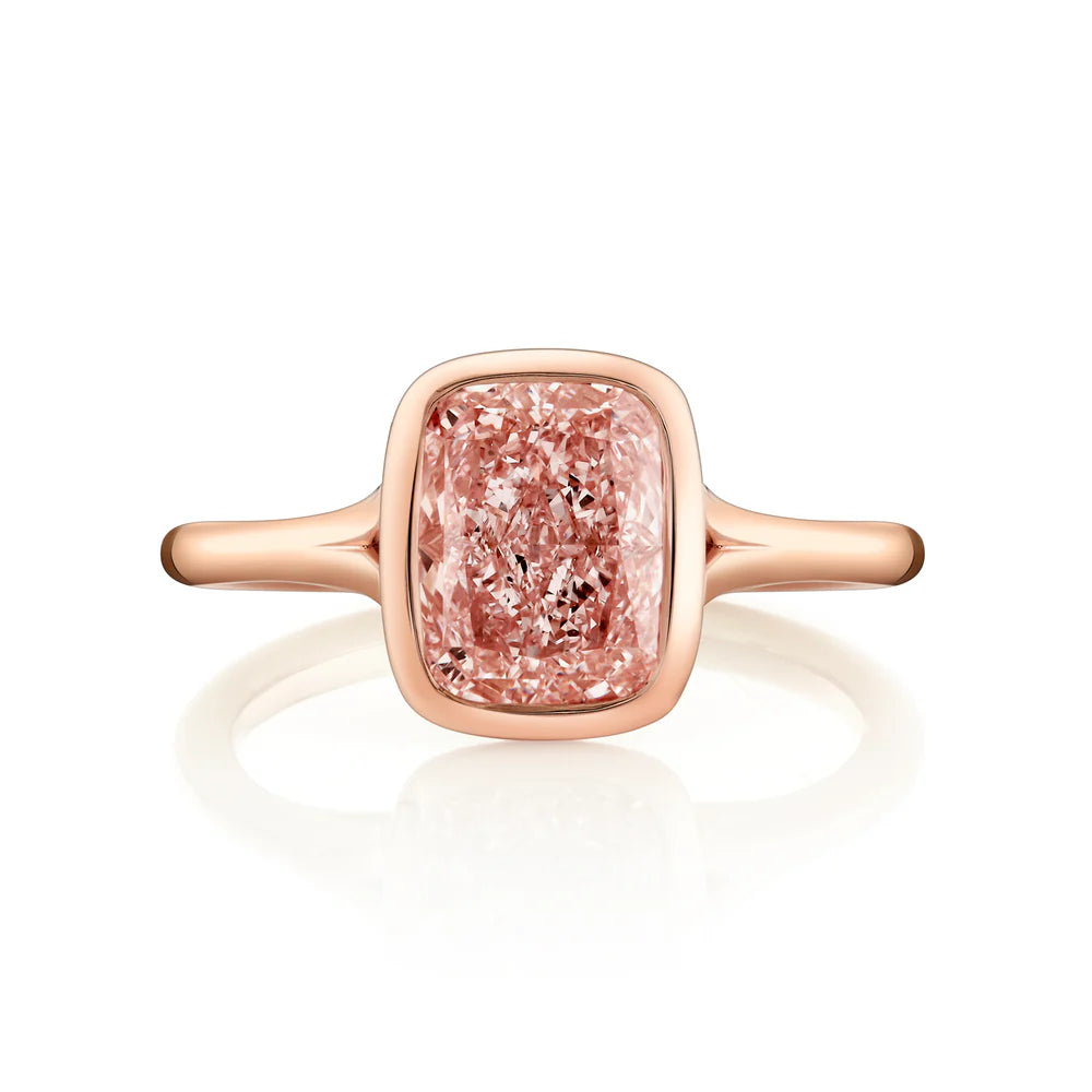 Common :: Esmorin 2.51ct pink cushion bezel lab grown diamond engagement ring IGI certified