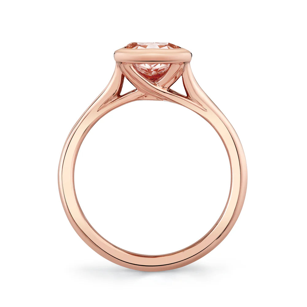 Common :: fancy pink cushion diamond bezel ring IGI certified minimalist engagement ring