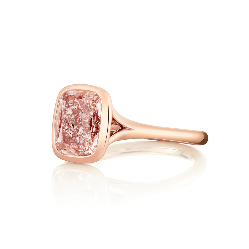 Common :: pink cushion bezel lab grown diamond ring 2.51 carat luxury engagement ring